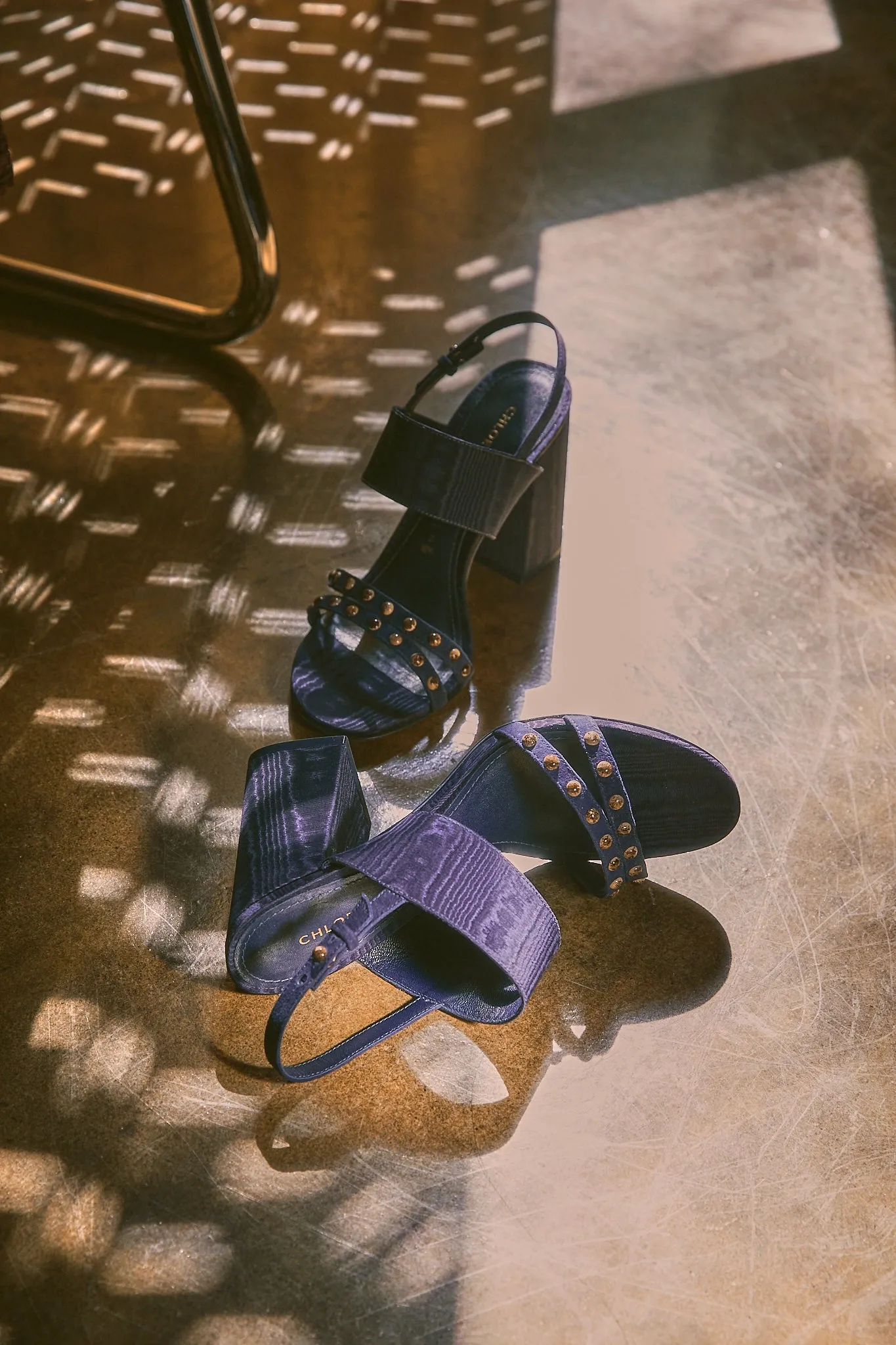 Chloe Gosselin by Larroud?? Margot Sandal In Deep Navy Suede and Navy Satin
