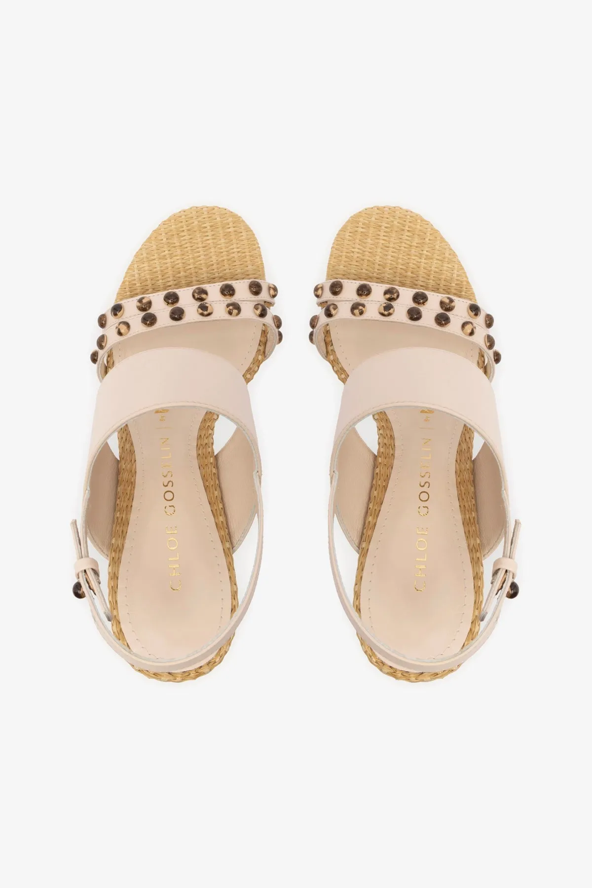 Chloe Gosselin by Larroud?? Margot Sandal In Puff Cream Leather and Natural Raffia