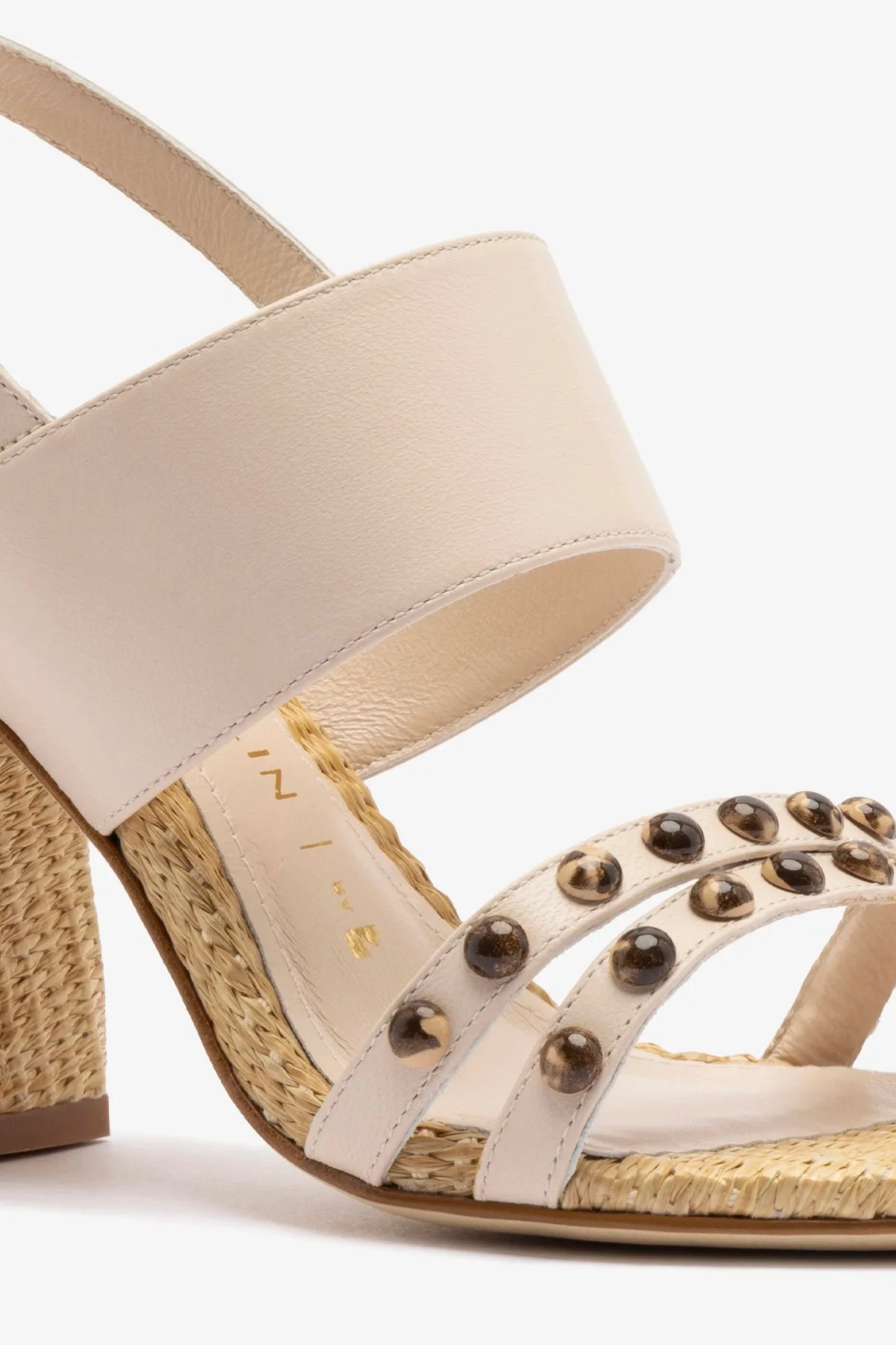 Chloe Gosselin by Larroud?? Margot Sandal In Puff Cream Leather and Natural Raffia