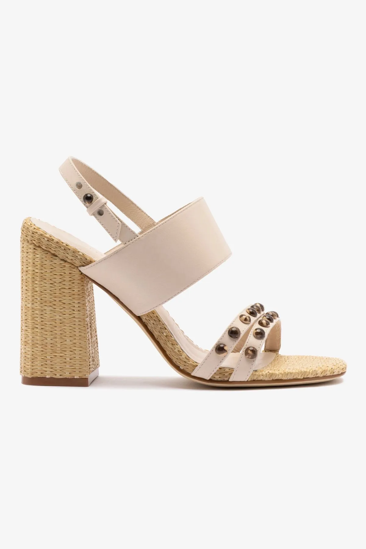 Chloe Gosselin by Larroud?? Margot Sandal In Puff Cream Leather and Natural Raffia