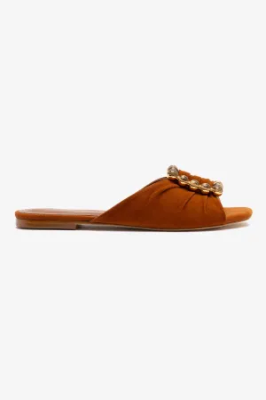 Chloe Gosselin by Larroud?? Nova Flat In Chestnut Suede
