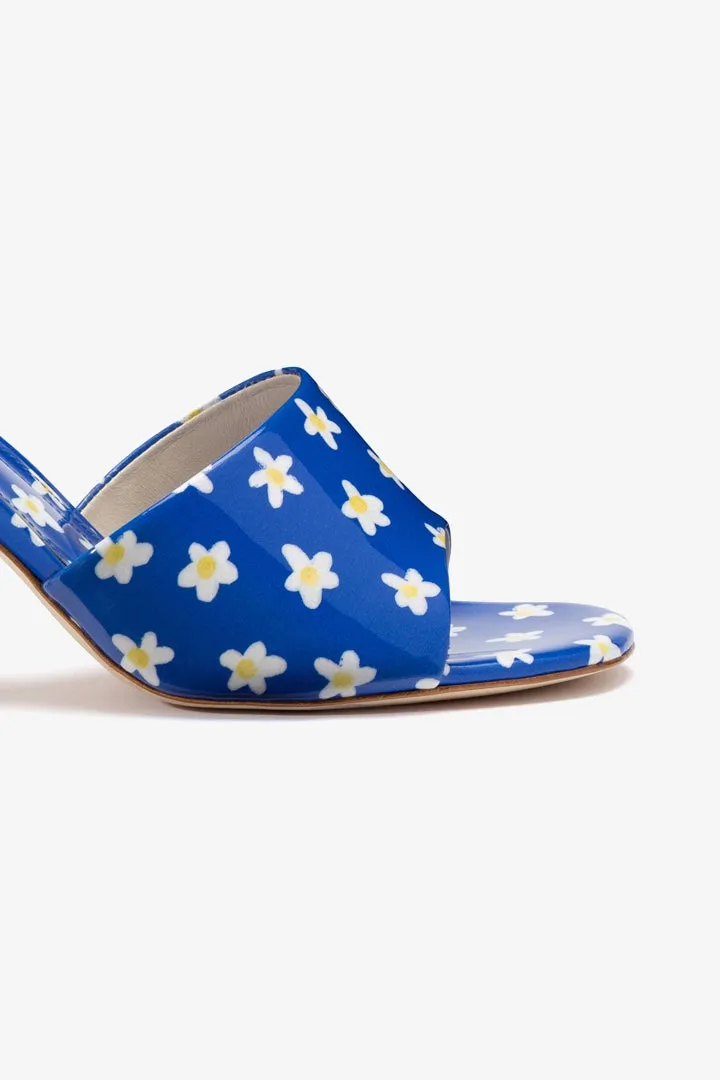 Colette Mule In Blue Floral Patent Leather