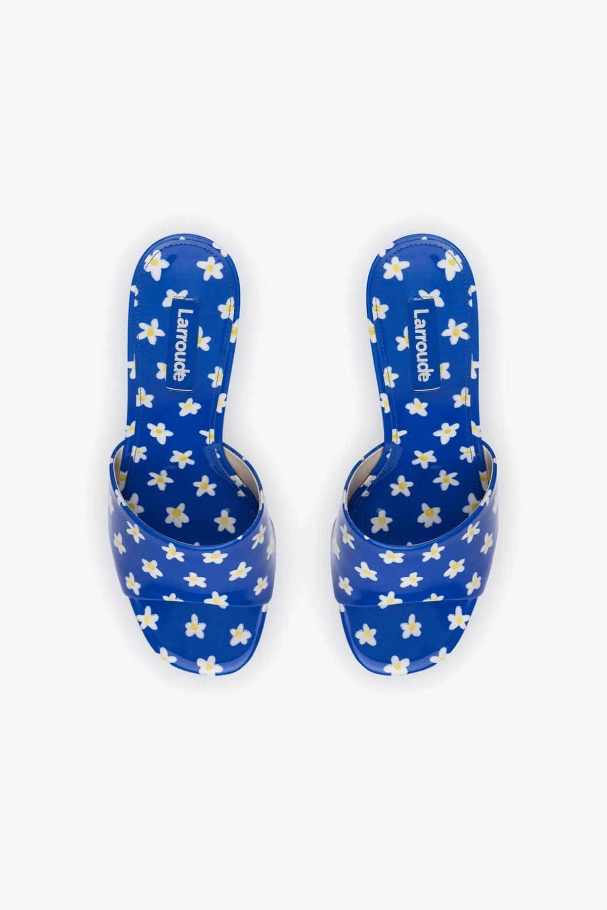 Colette Mule In Blue Floral Patent Leather