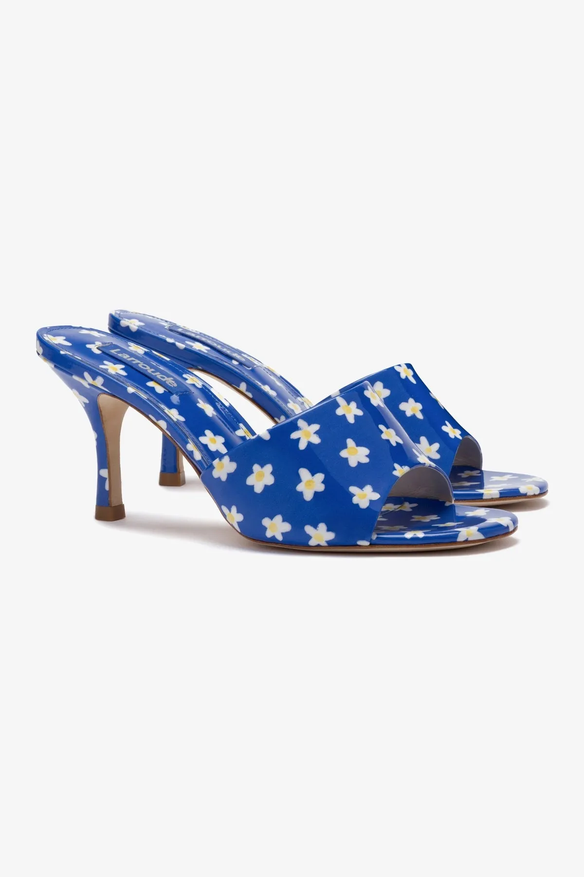 Colette Mule In Blue Floral Patent Leather