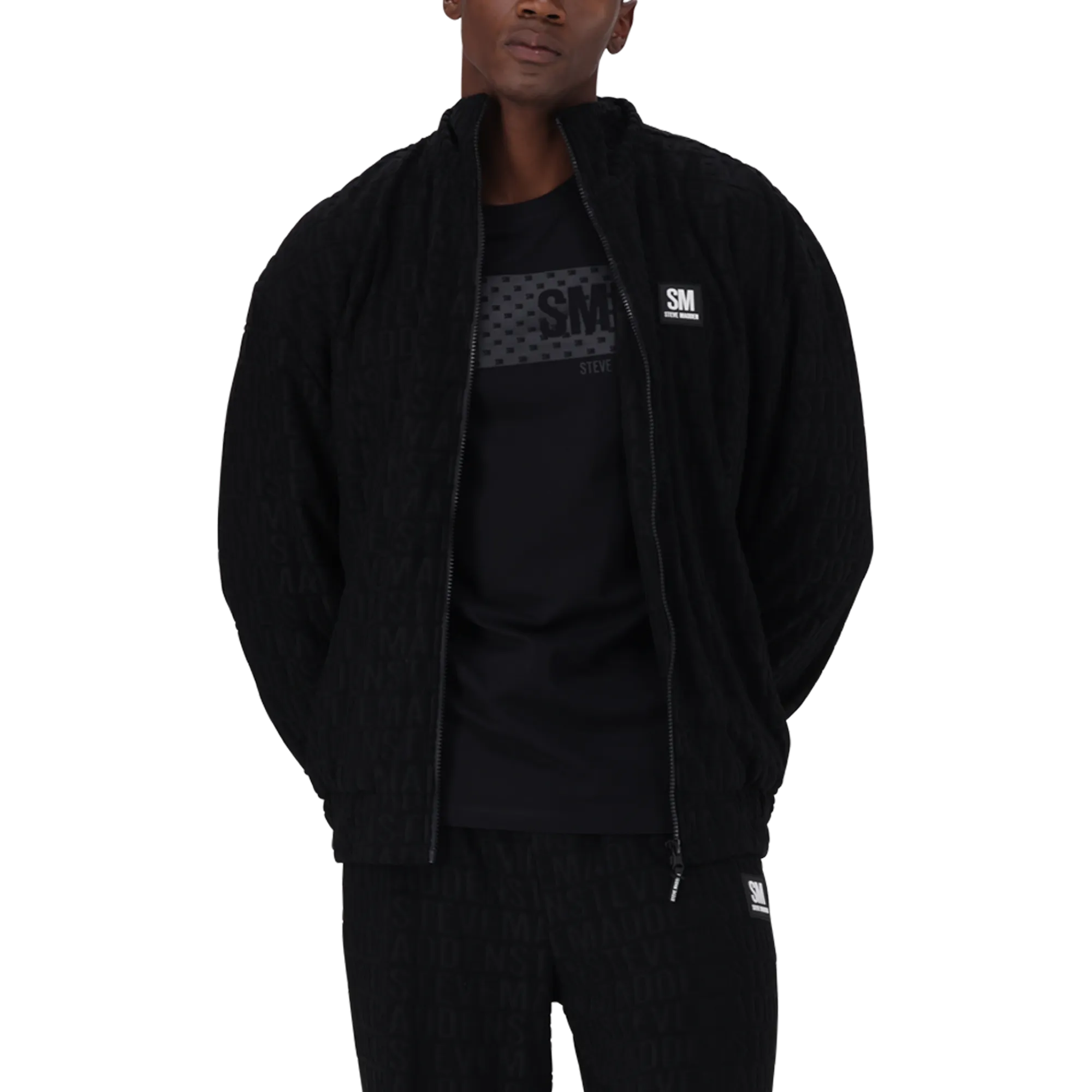 COOPER BLACK ZIP THROUGH SWEAT WITH EMBOSSED LOGO