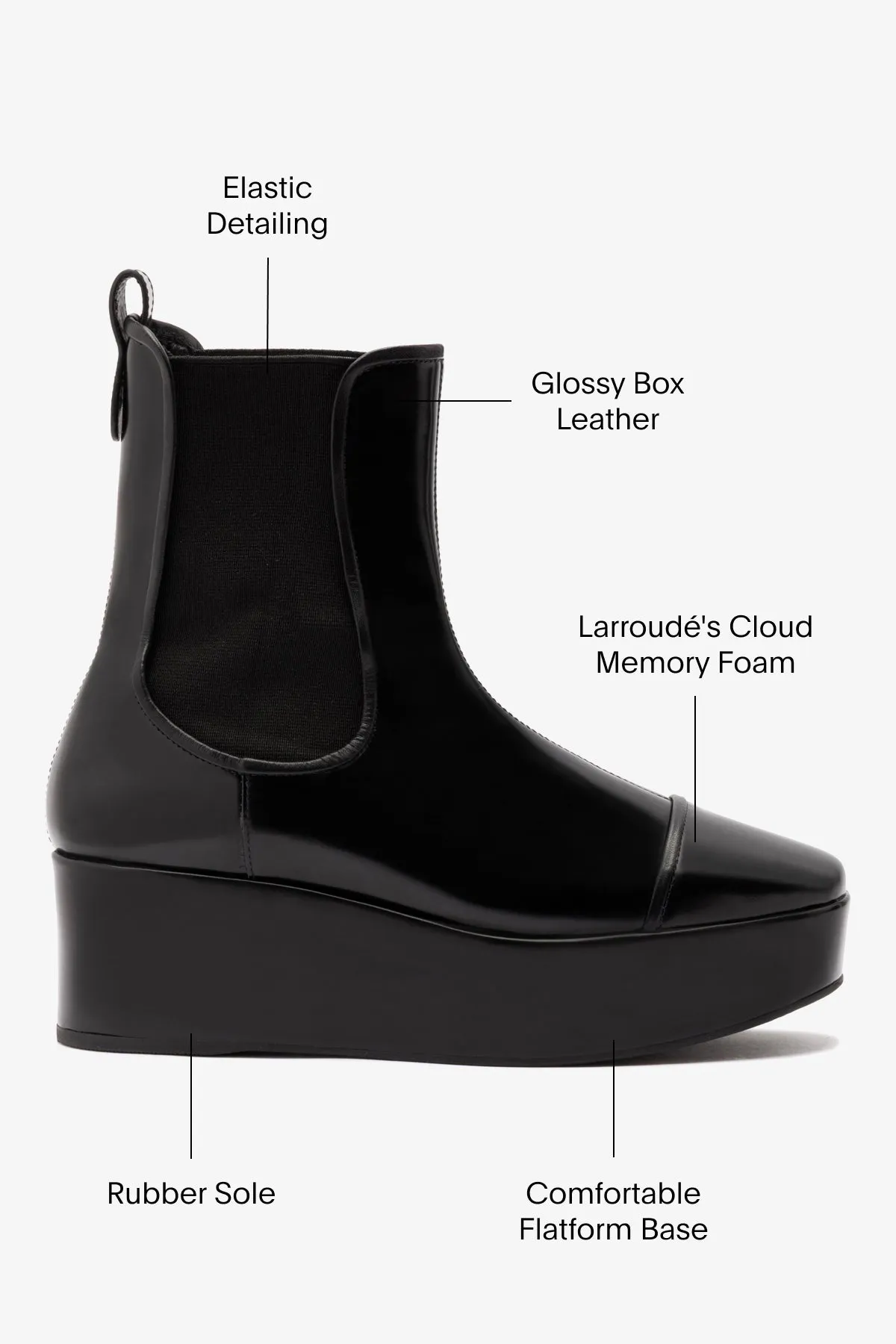 Dani Chelsea Flatform Boot In Black Box Leather