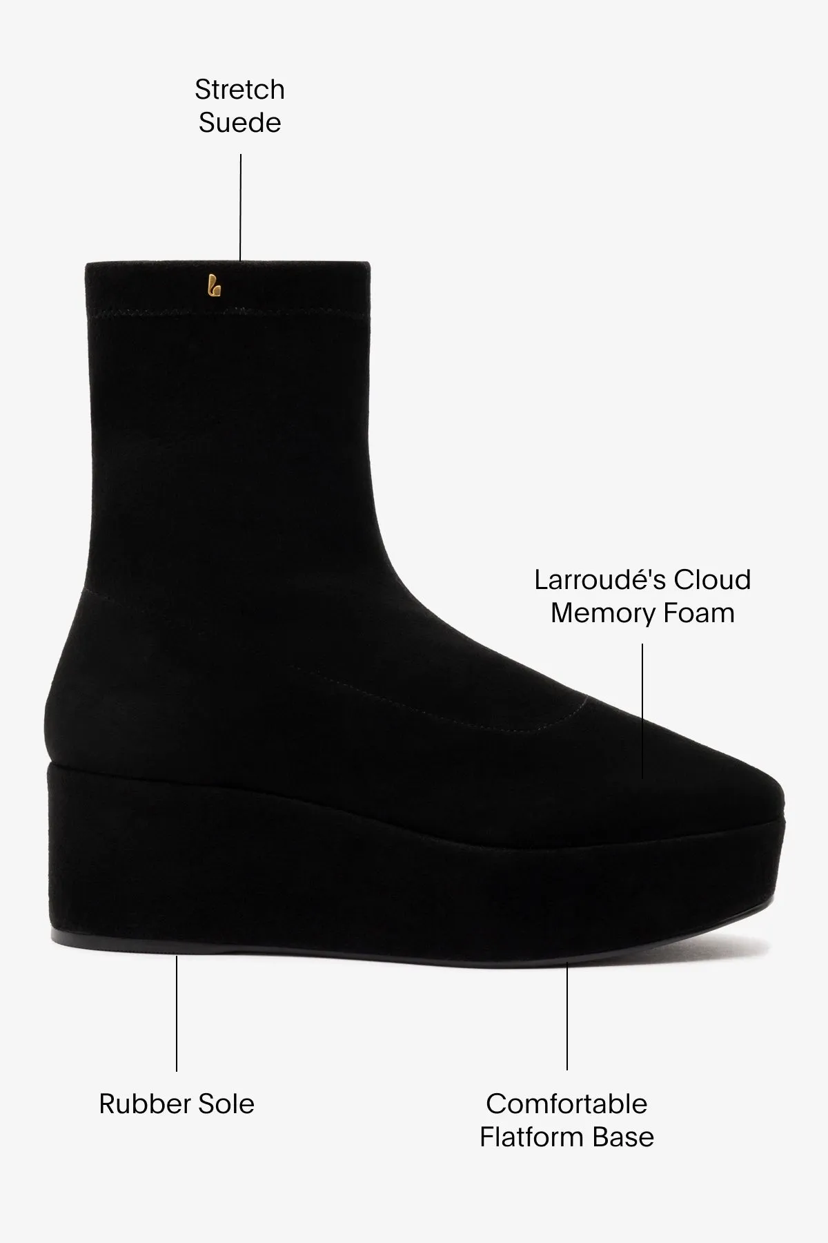 Dani Flatform Boot In Black Stretch Suede