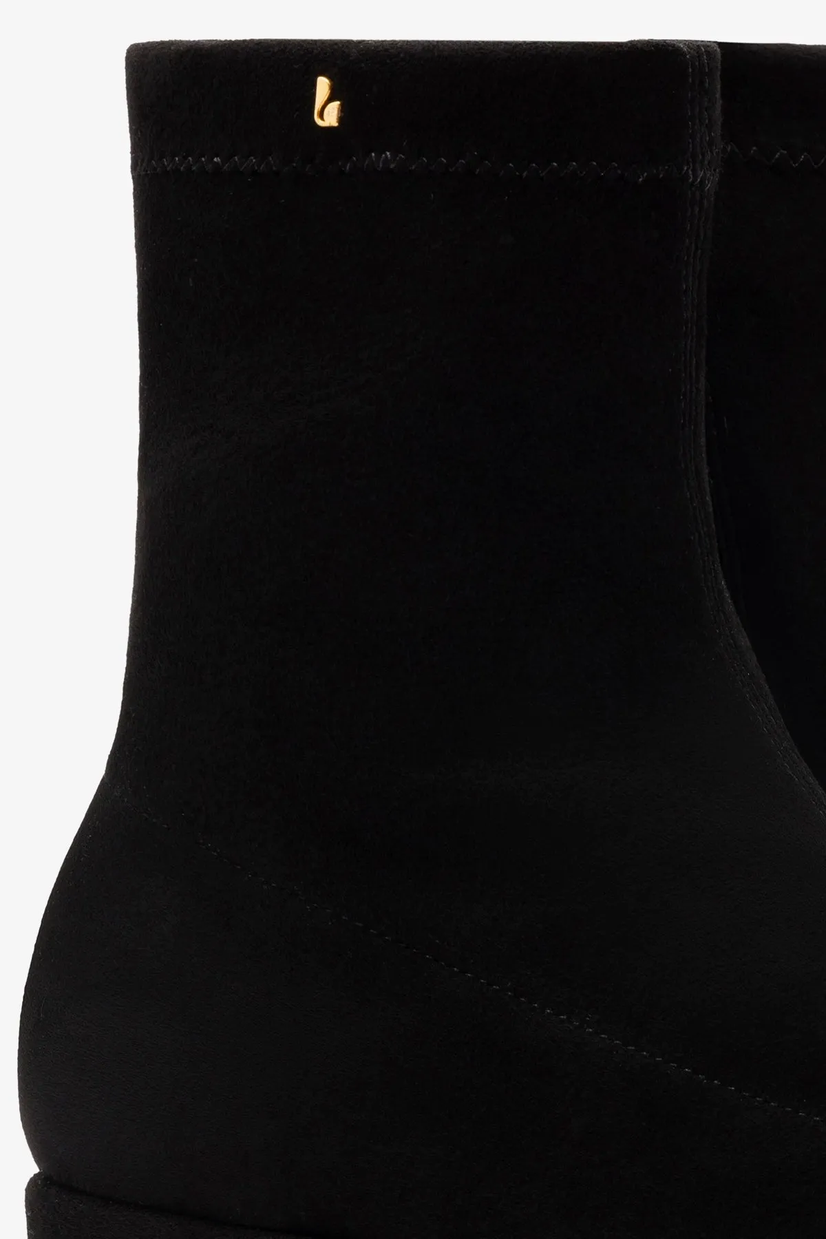 Dani Flatform Boot In Black Stretch Suede