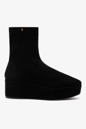 Dani Flatform Boot In Black Stretch Suede