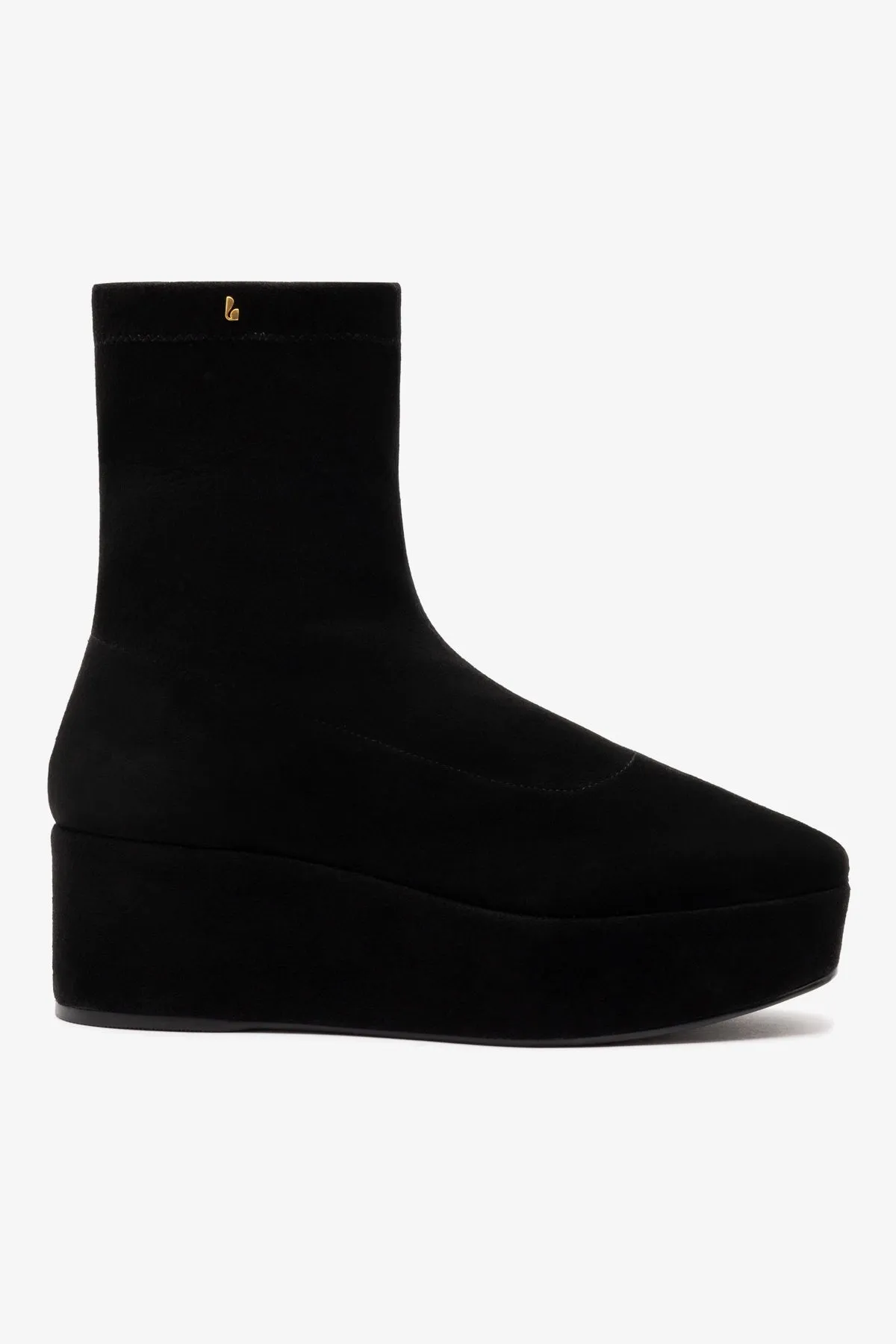 Dani Flatform Boot In Black Stretch Suede