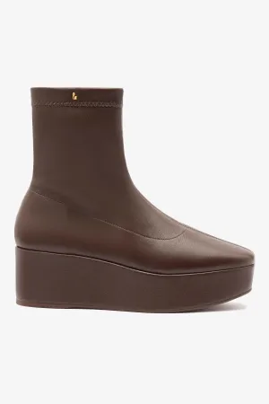 Dani Flatform Boot In Brown Stretch Leather