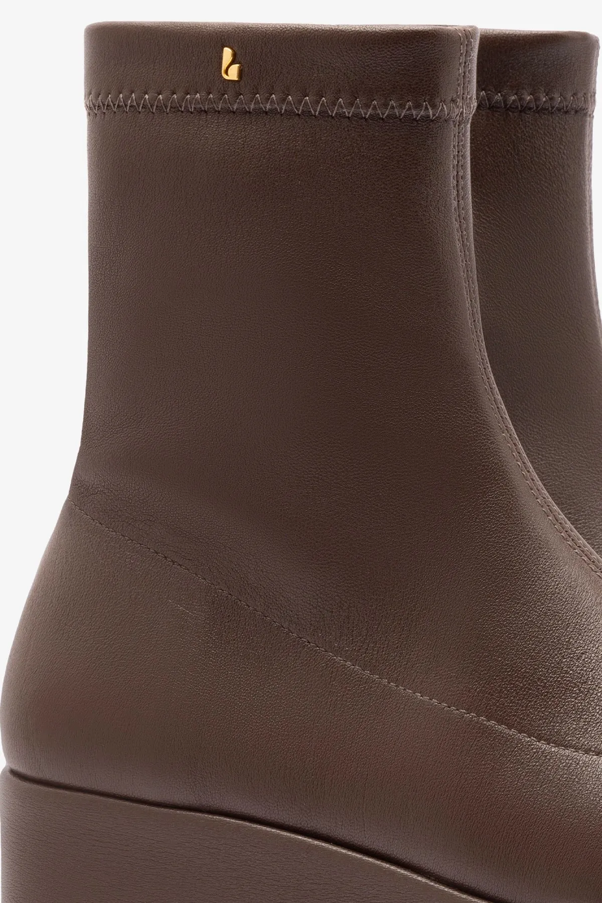 Dani Flatform Boot In Brown Stretch Leather