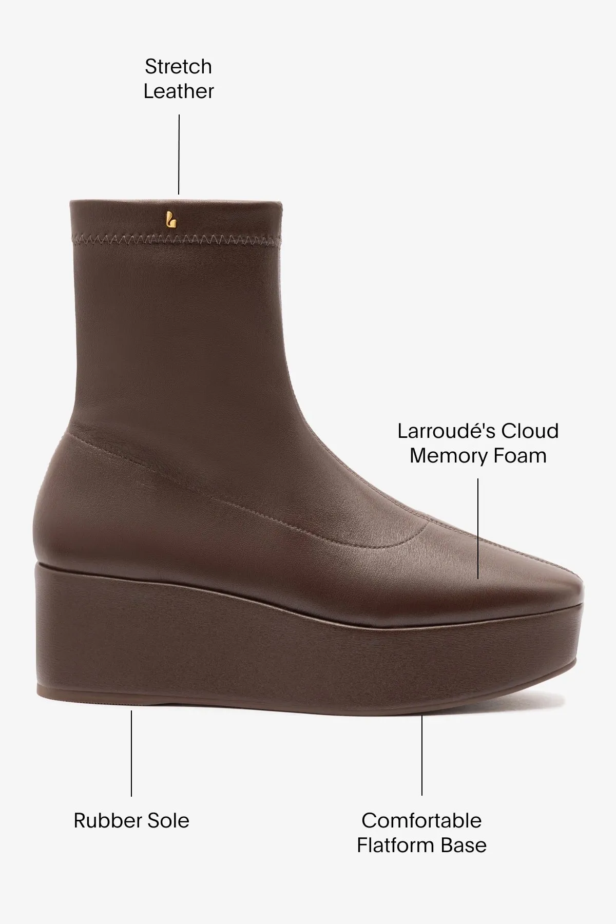 Dani Flatform Boot In Brown Stretch Leather