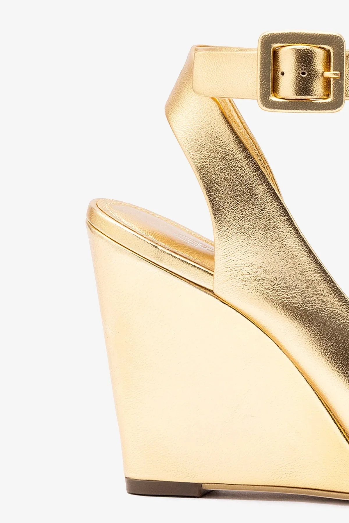 Deena By Larroud?? Wedge Sandal In Gold Metallic Leather