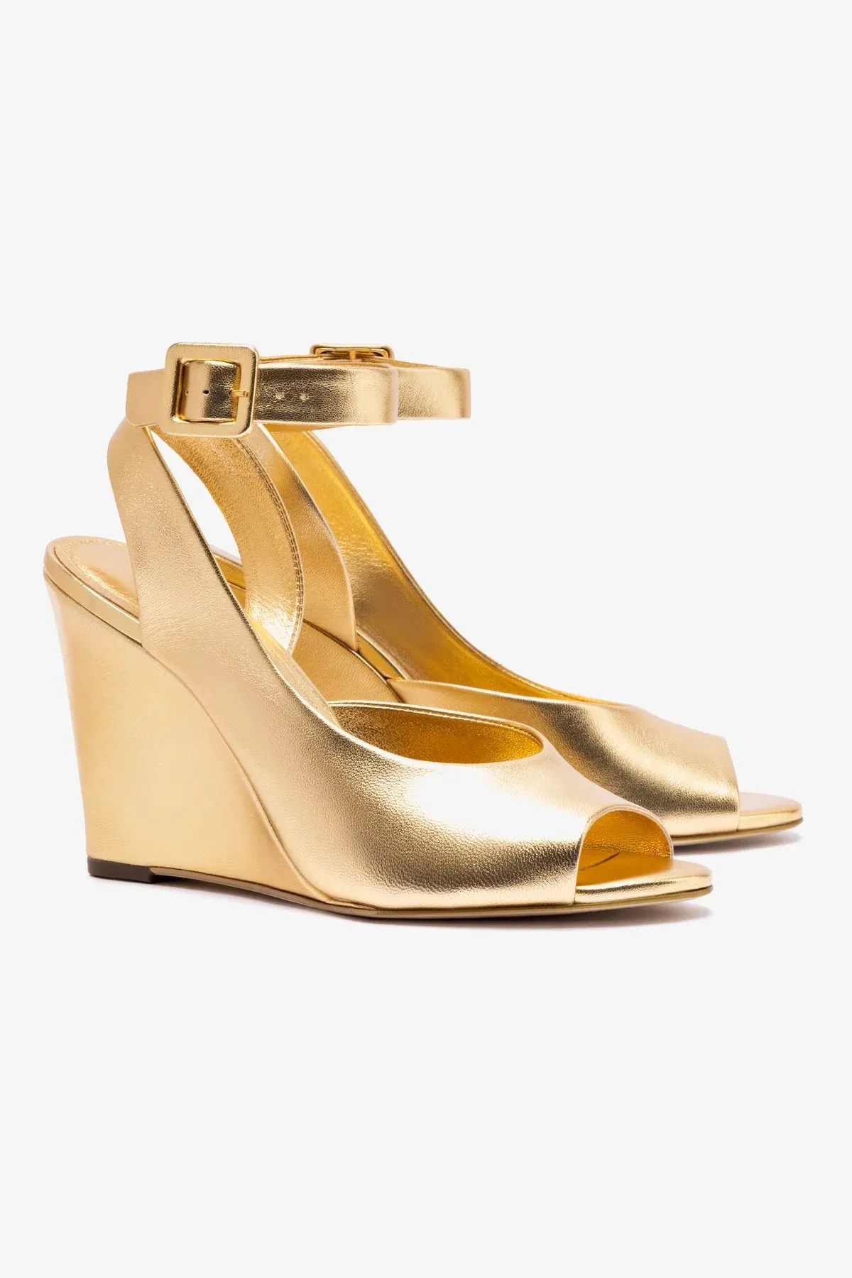 Deena By Larroud?? Wedge Sandal In Gold Metallic Leather