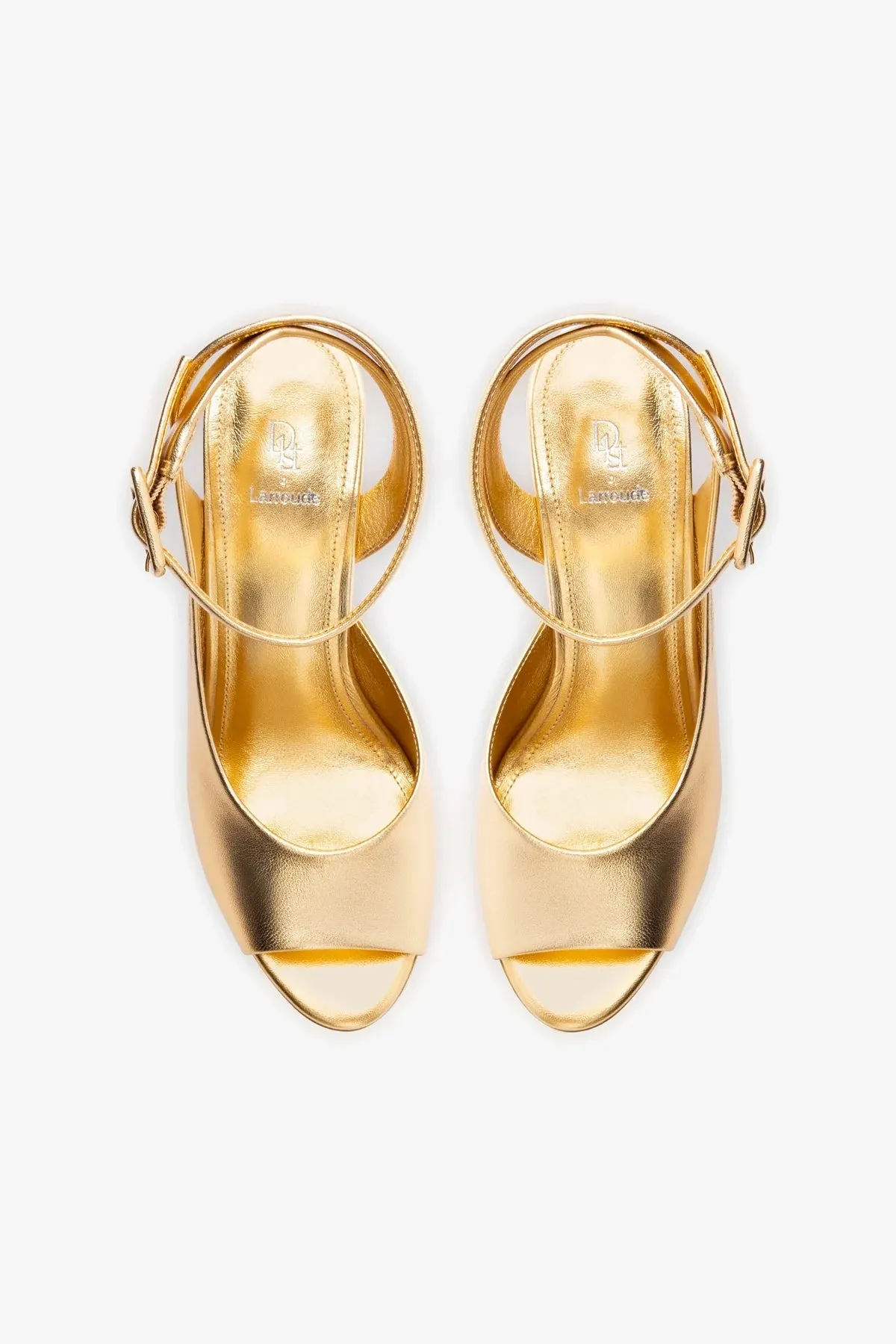 Deena By Larroud?? Wedge Sandal In Gold Metallic Leather