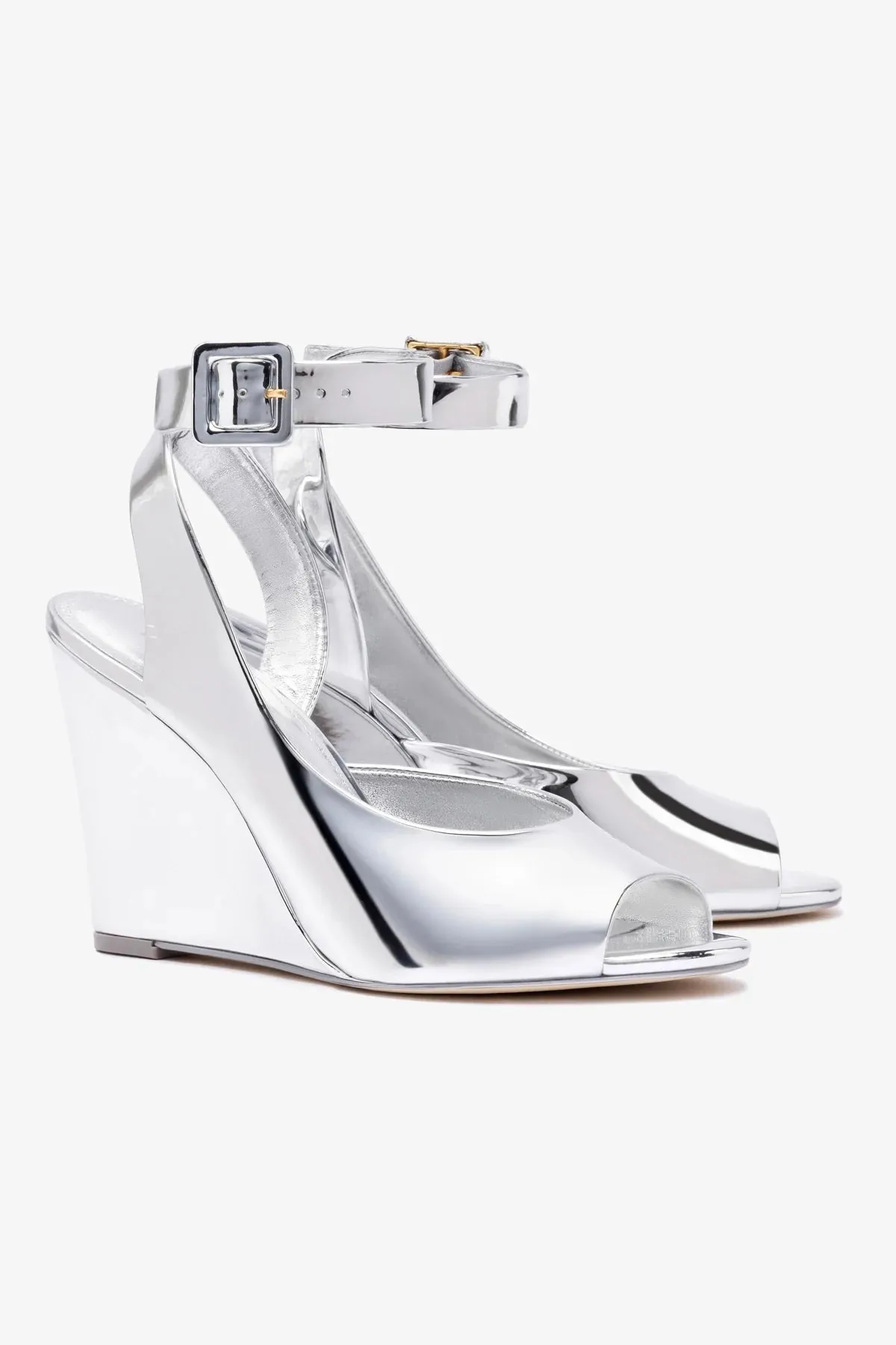 Deena By Larroud?? Wedge Sandal In Silver Specchio