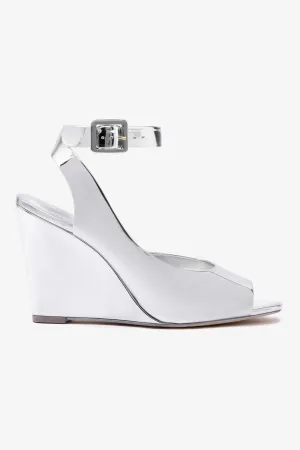 Deena By Larroud?? Wedge Sandal In Silver Specchio