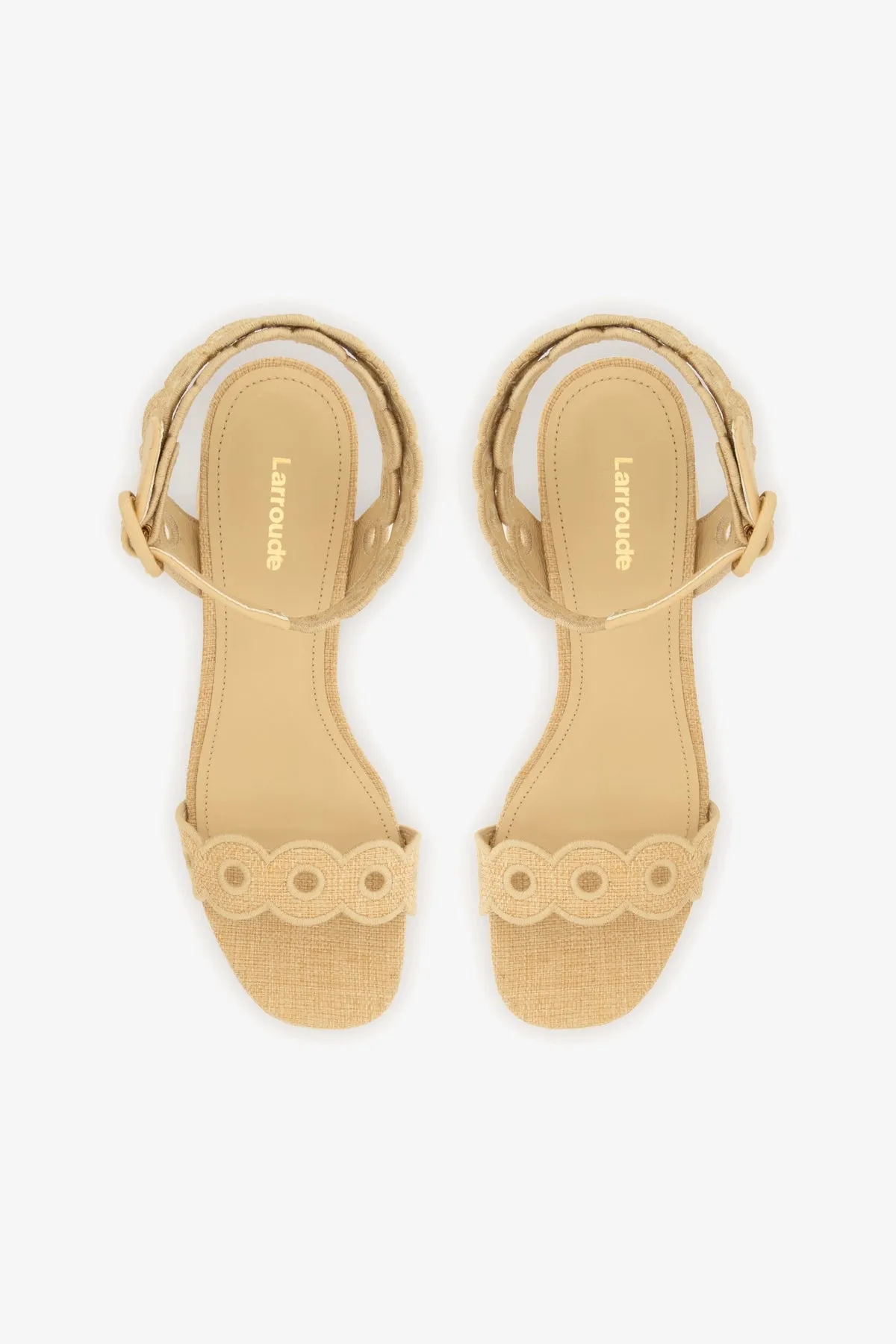 Dolly Broderie Low Sandal In Beige Raffia