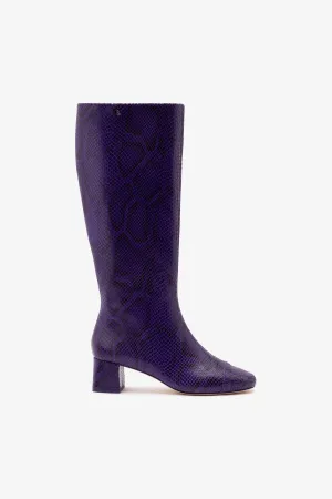 Edie Boot In Eggplant Python Embossed Leather
