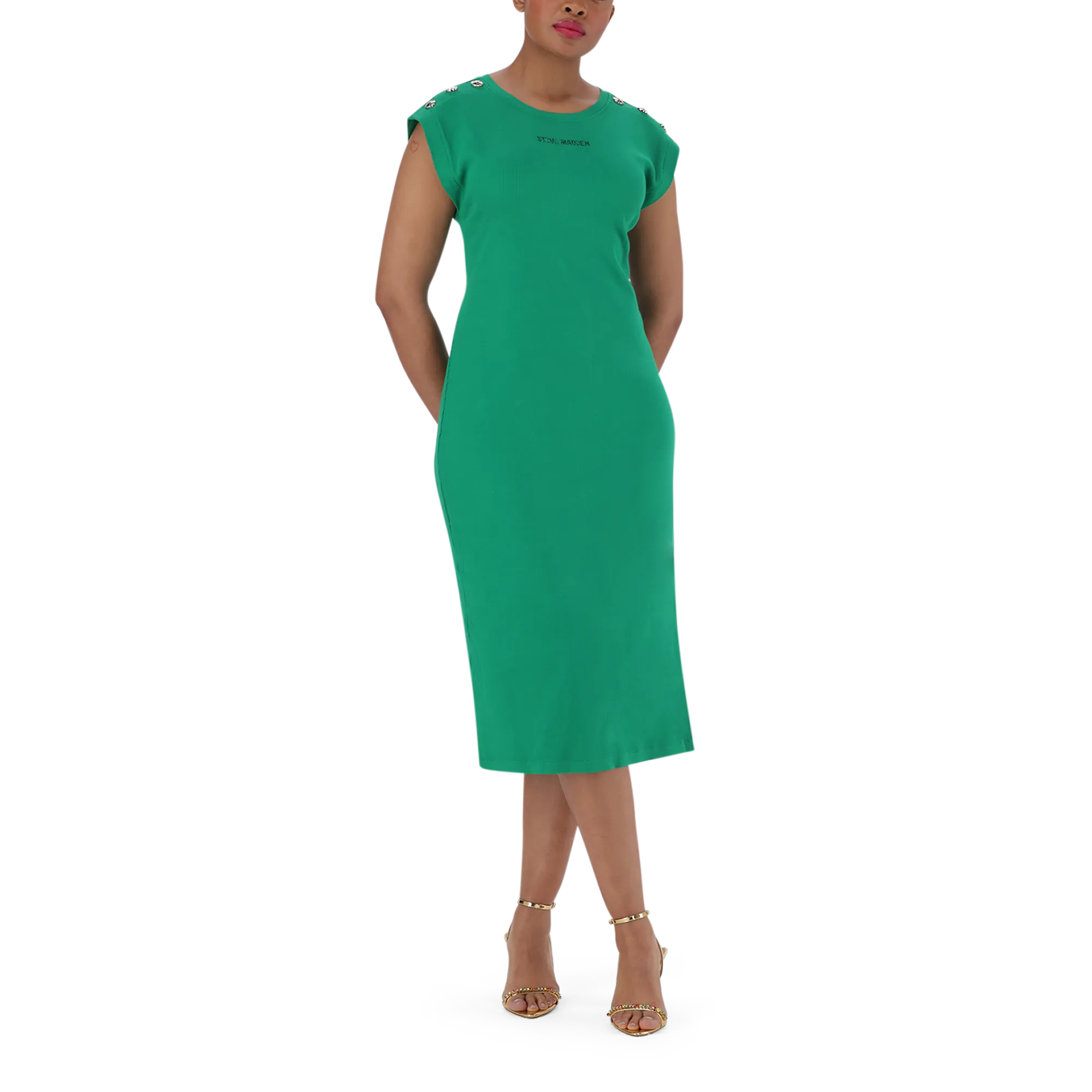 ELLE EMERALD TUNIC MIDI DRESS WITH POPPERS