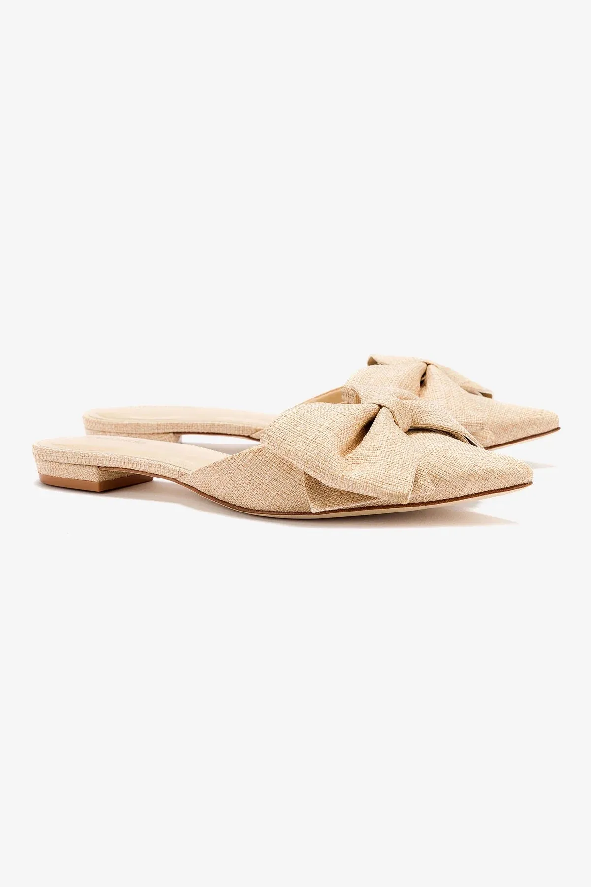Elle Flat Mule In Beige Raffia