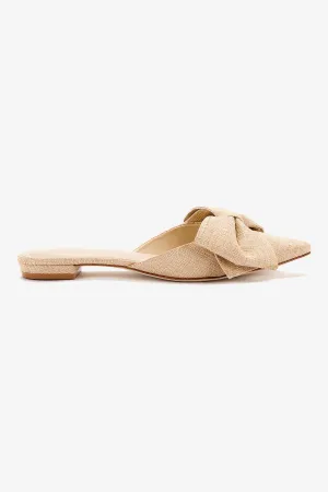 Elle Flat Mule In Beige Raffia