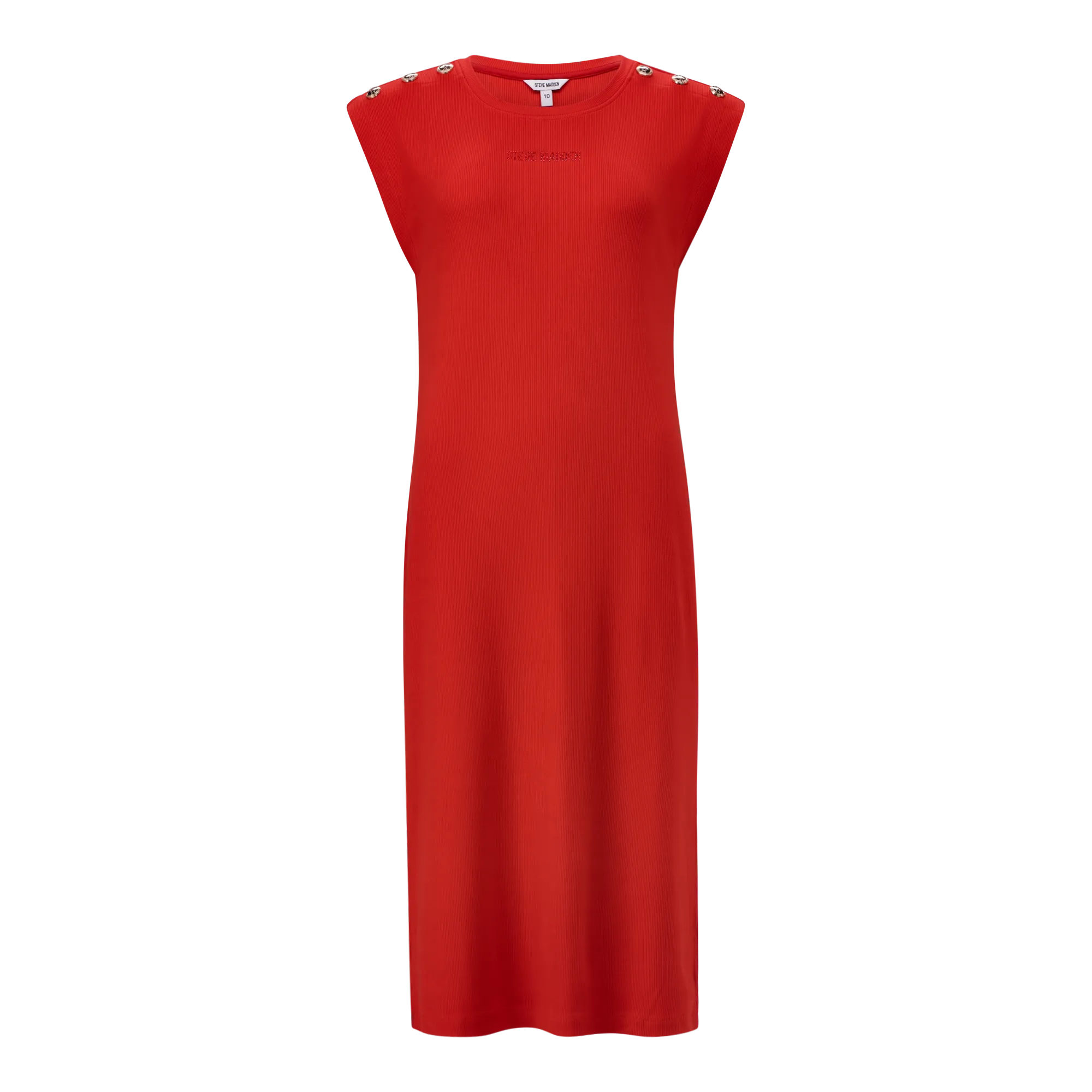 ELLE RED TUNIC MIDI DRESS WITH POPPERS