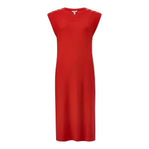 ELLE RED TUNIC MIDI DRESS WITH POPPERS