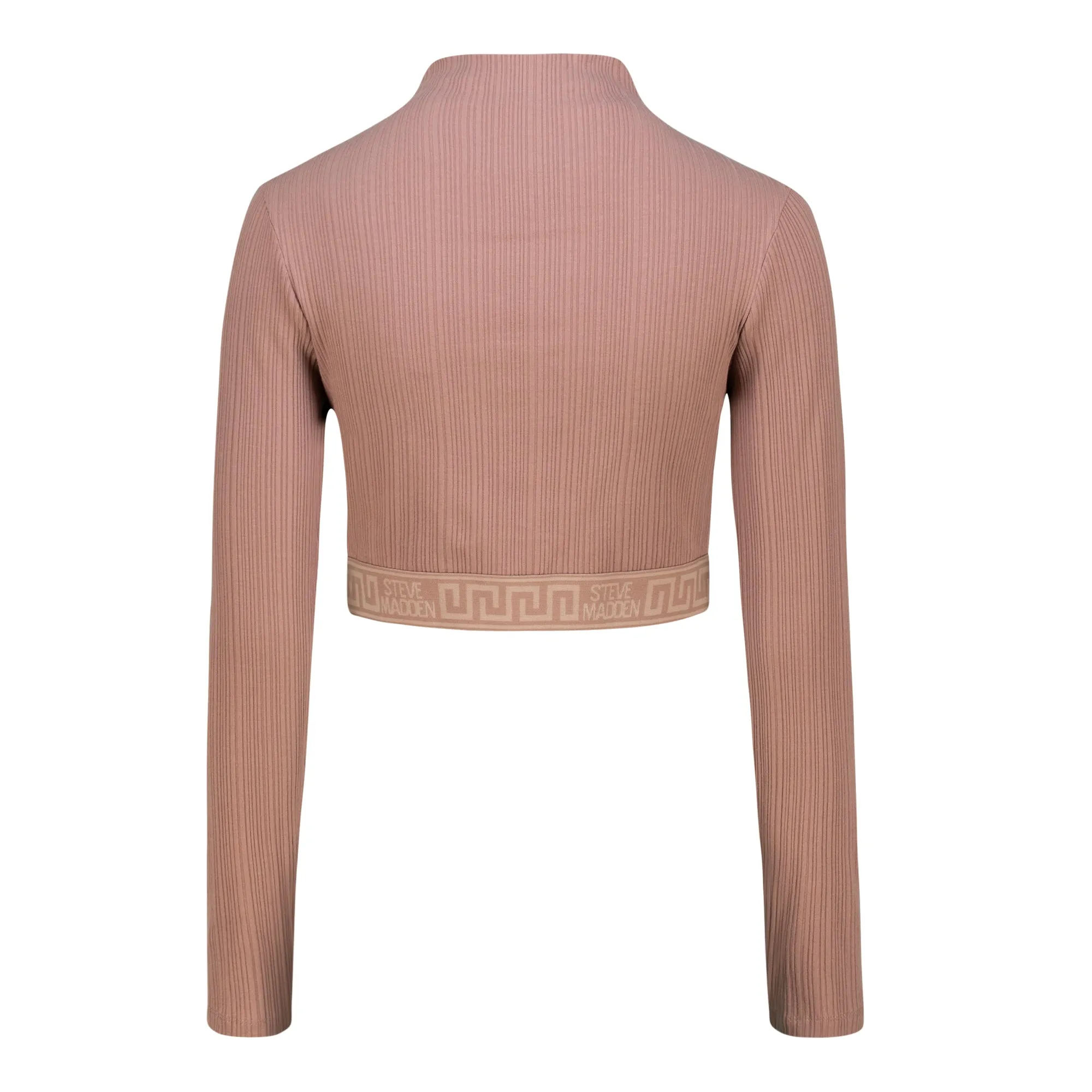 ELORA DARK TAUPE LONG SLEEVE FUNNEL NECK CROP TOP