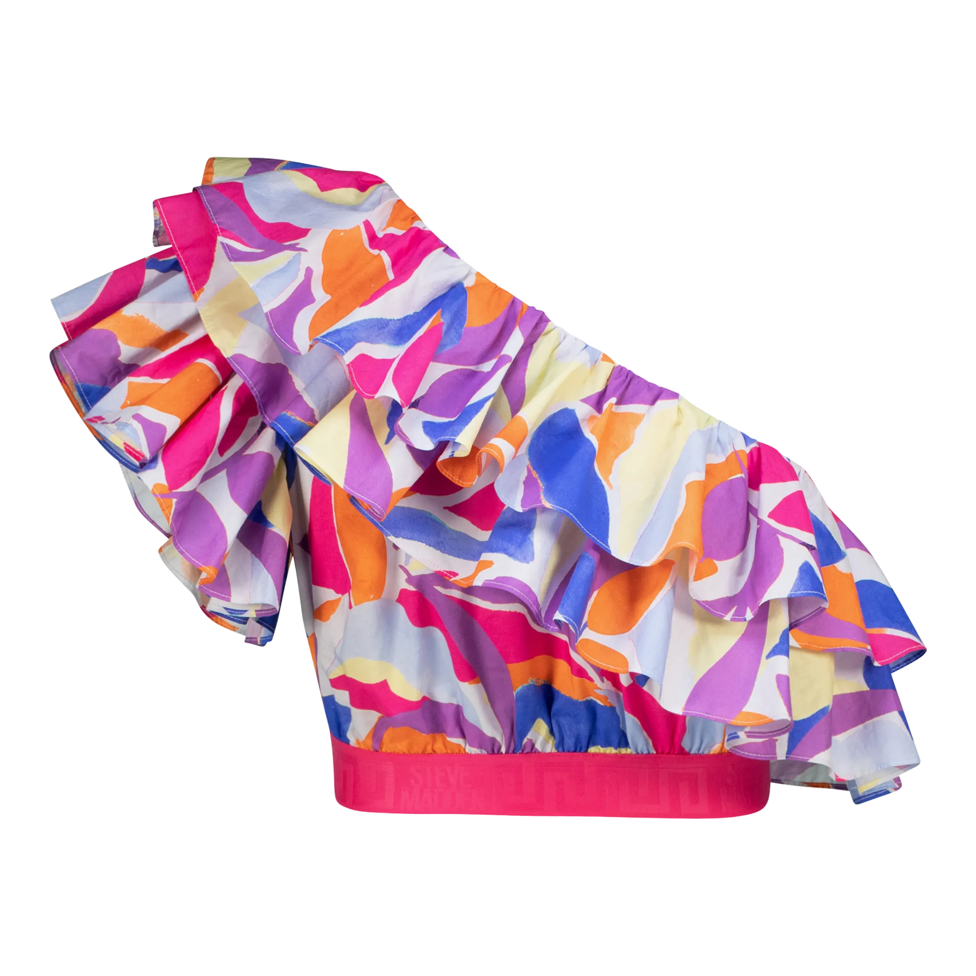 EMMY MULTI RUFFLE SLEEVE CROPPED TOP