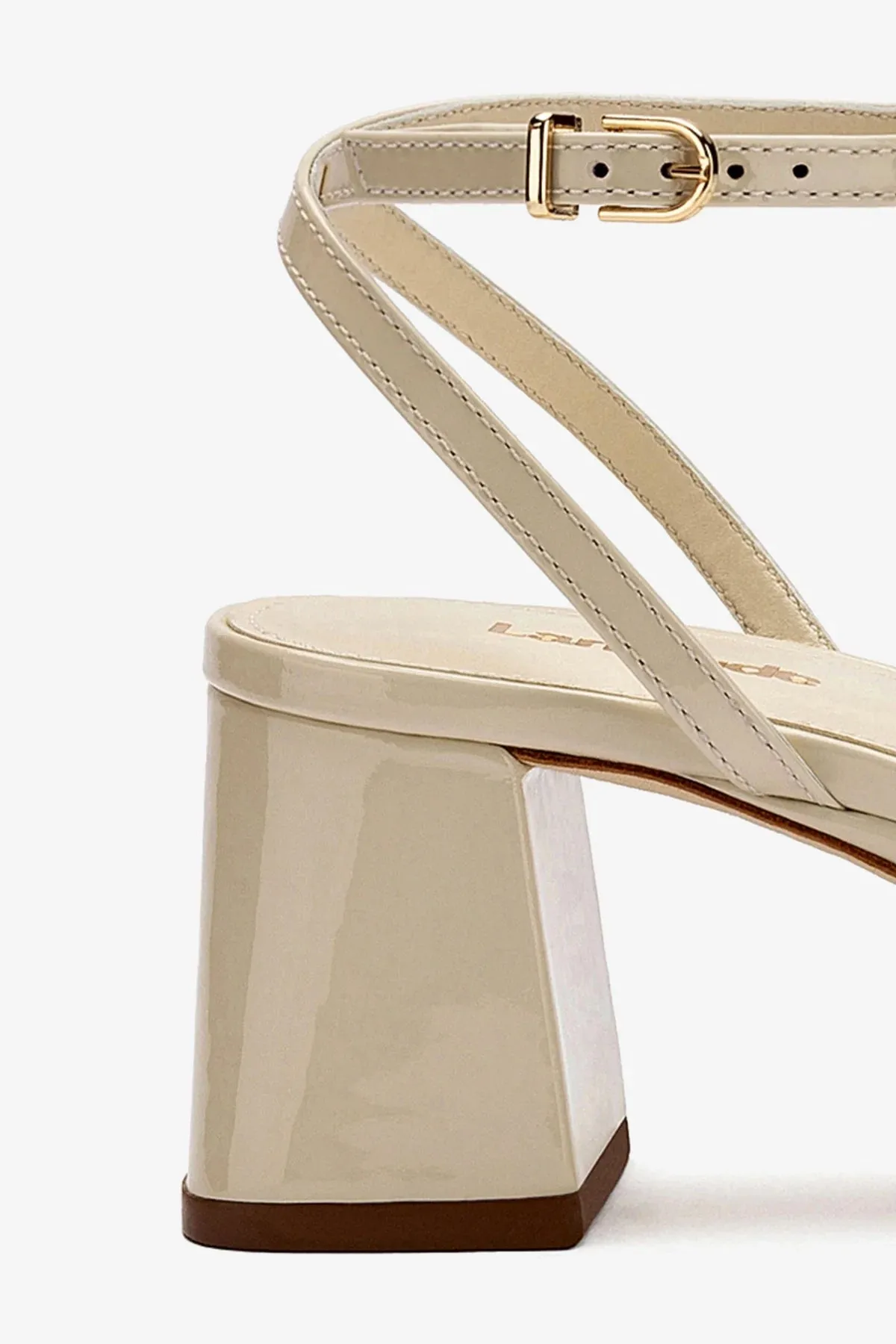 Gio Sandal In Ivory Patent Leather