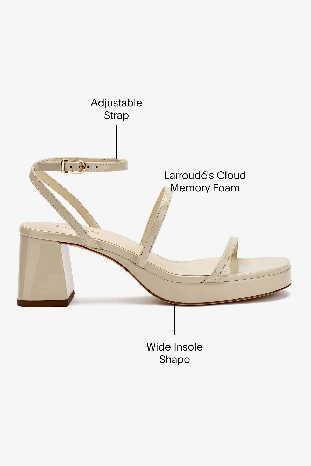 Gio Sandal In Ivory Patent Leather