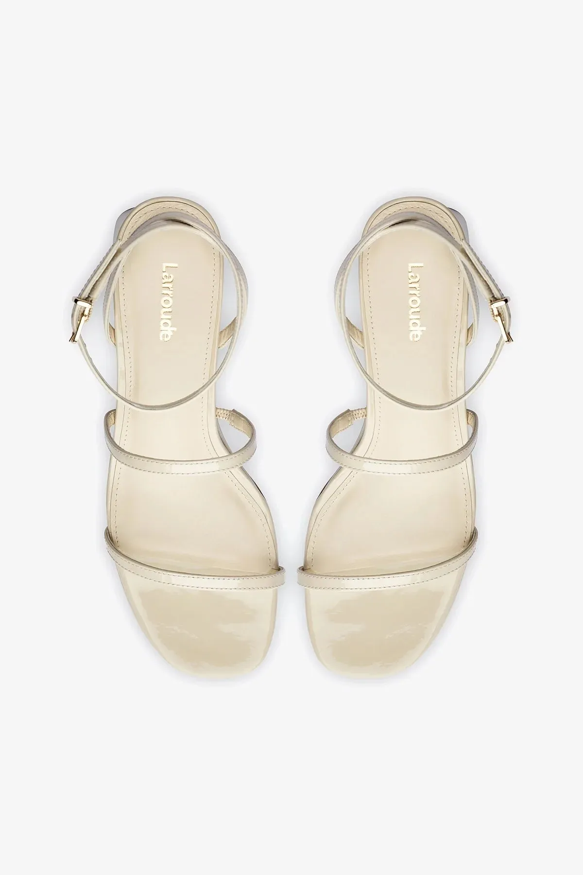 Gio Sandal In Ivory Patent Leather