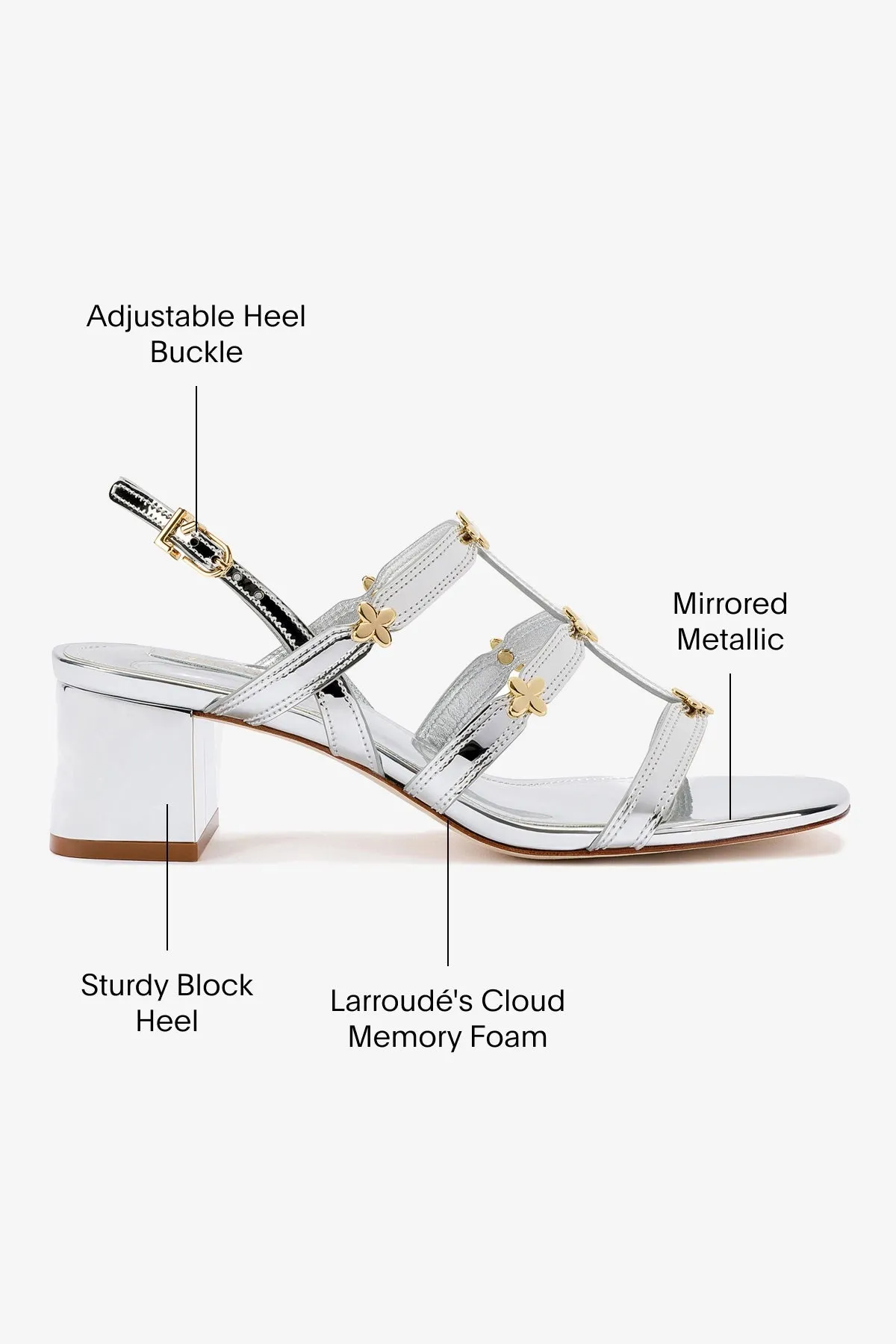 Harmony Block Sandal In Silver Specchio