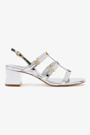 Harmony Block Sandal In Silver Specchio