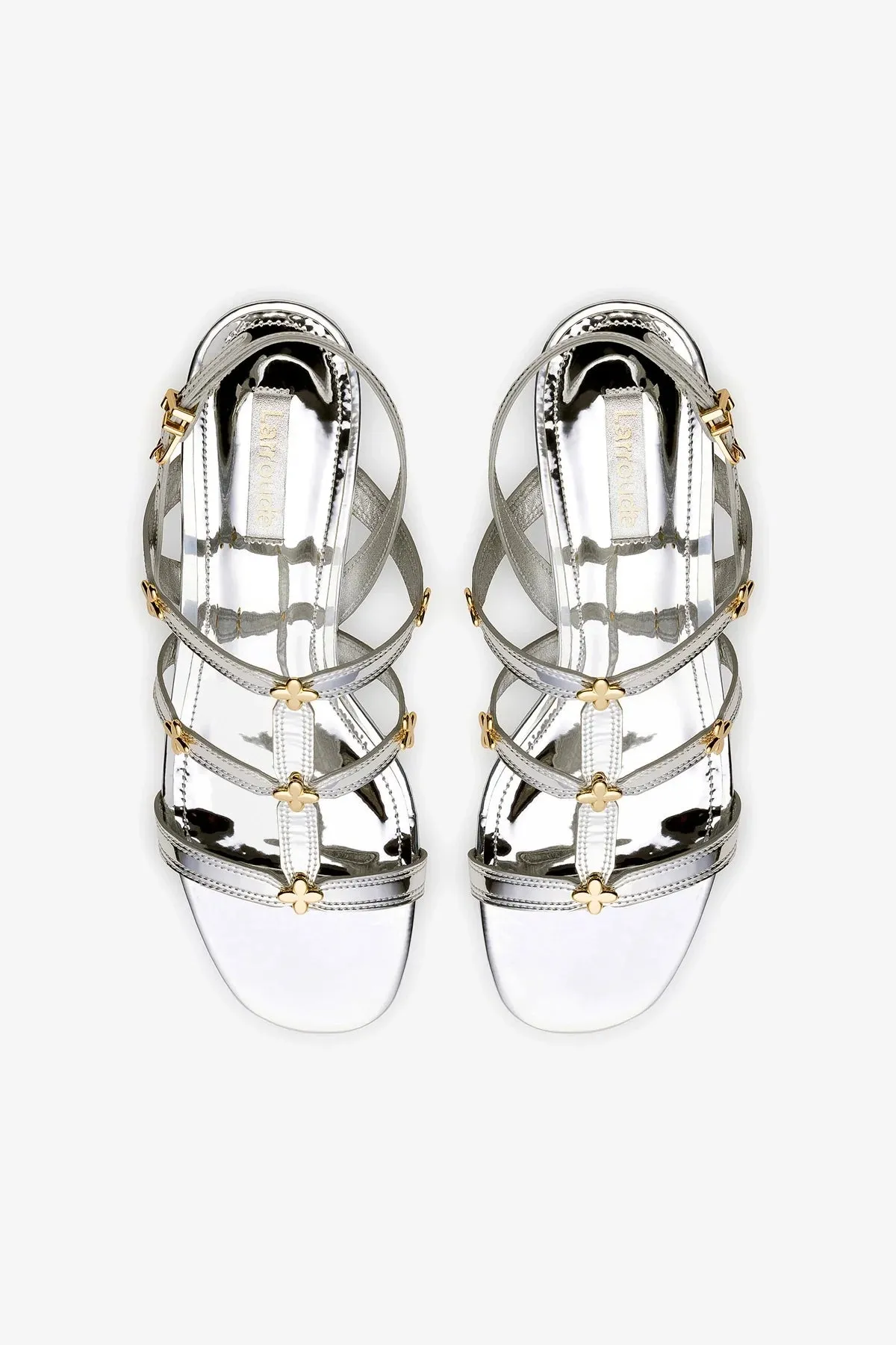 Harmony Block Sandal In Silver Specchio