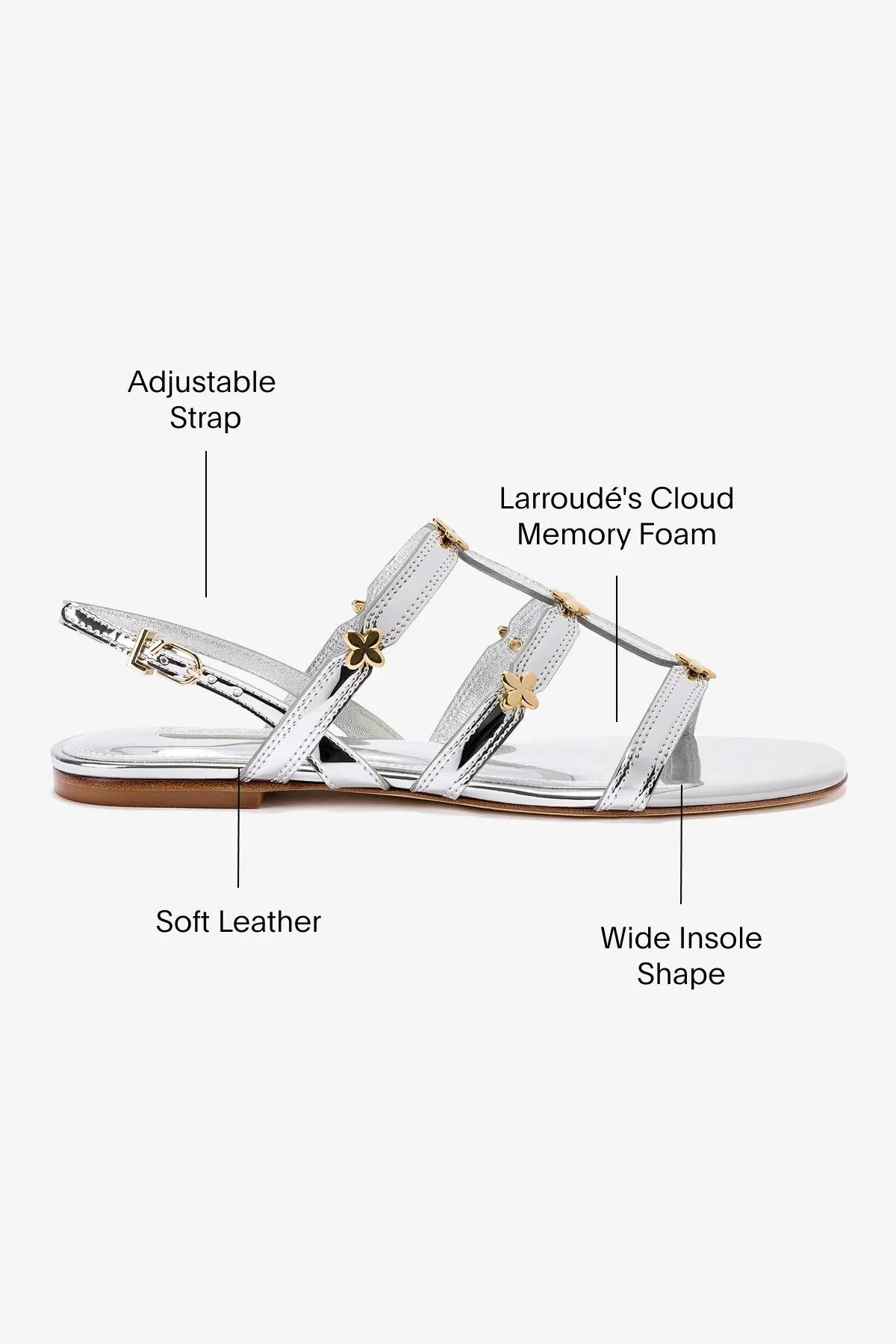 Harmony Flat Sandal In Silver Specchio