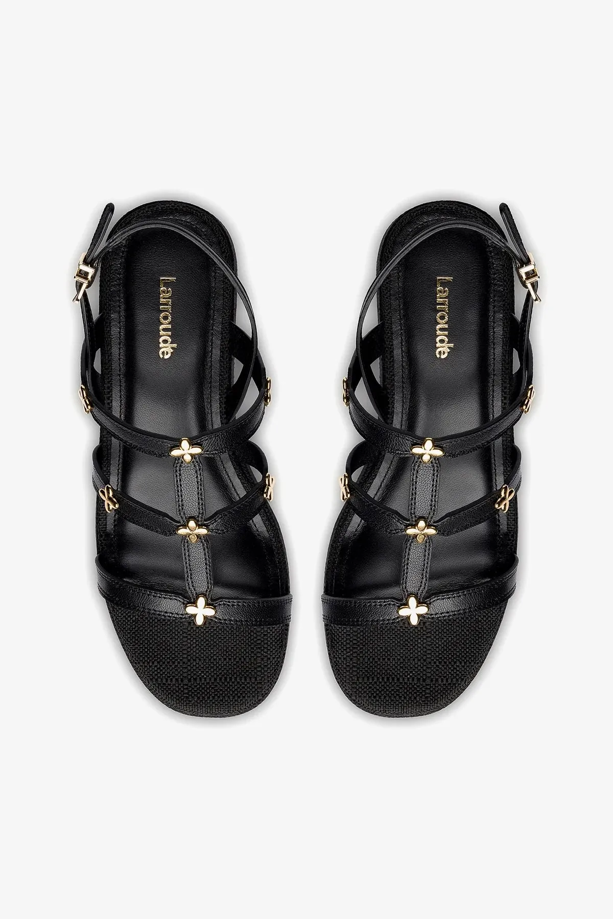 Harmony Flatform Sandal In Black Raffia