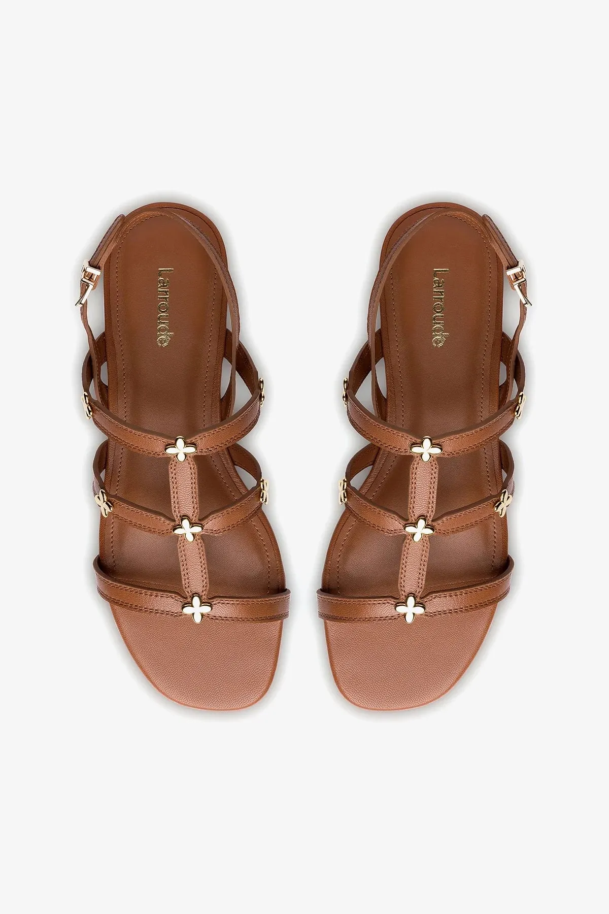 Harmony Flatform Sandal In Caramel Leather