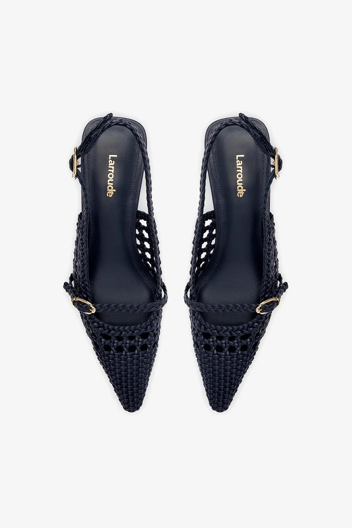 Ines Macrame Pump In Navy Leather