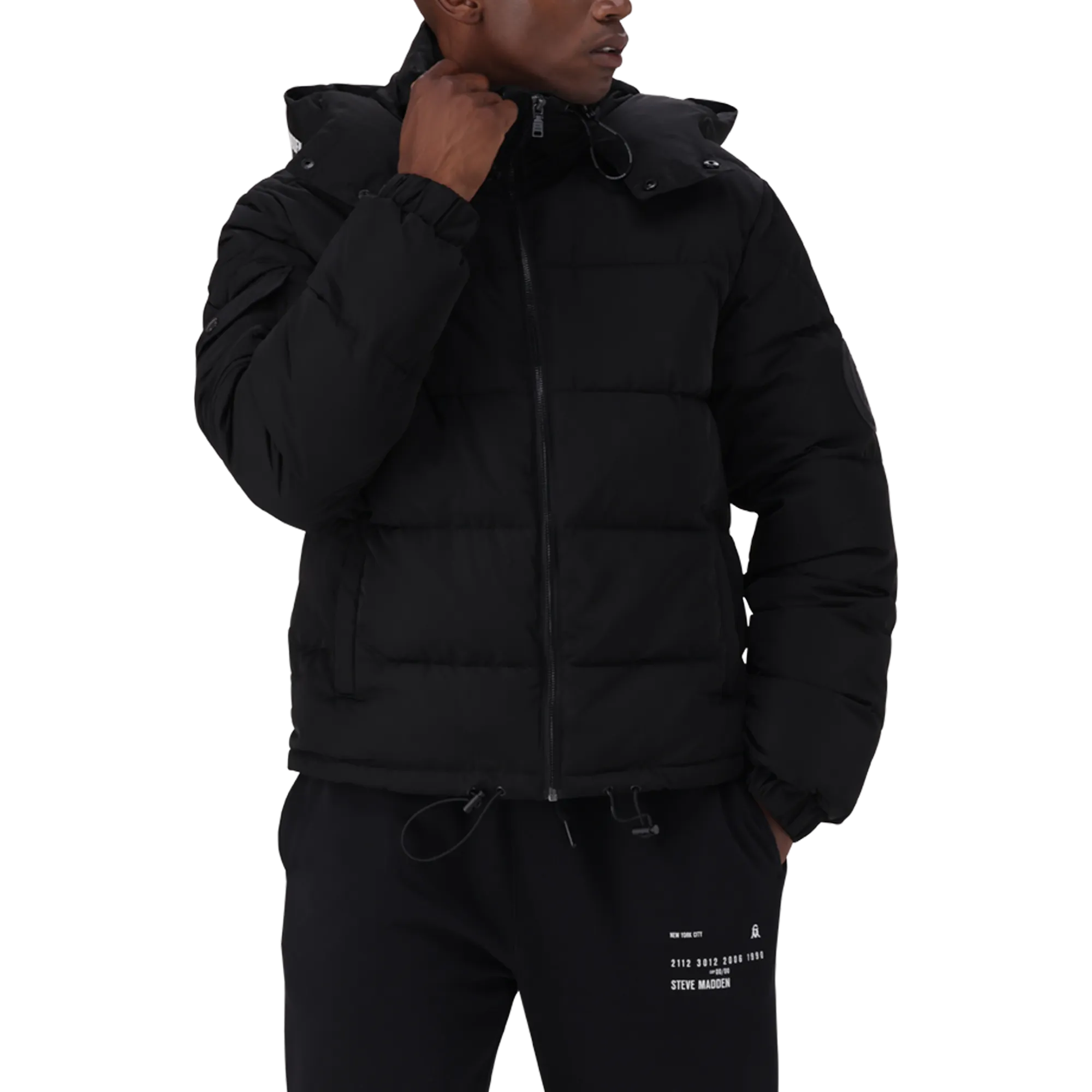 JOEL BLACK PUFFER JACKET WITH DETACHABLE HOOD
