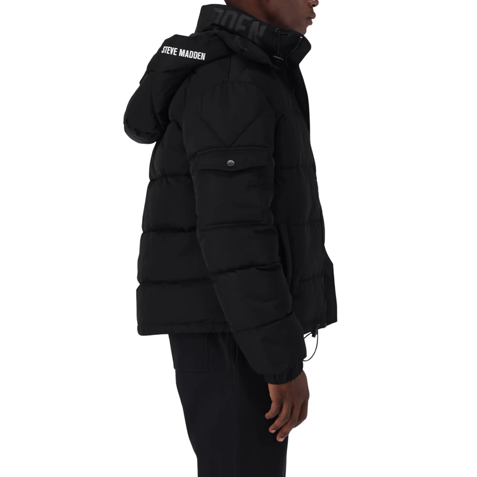 JOEL BLACK PUFFER JACKET WITH DETACHABLE HOOD