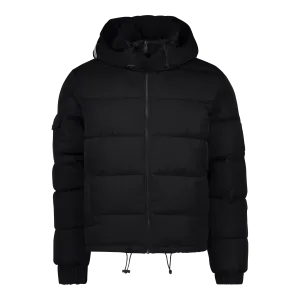 JOEL BLACK PUFFER JACKET WITH DETACHABLE HOOD