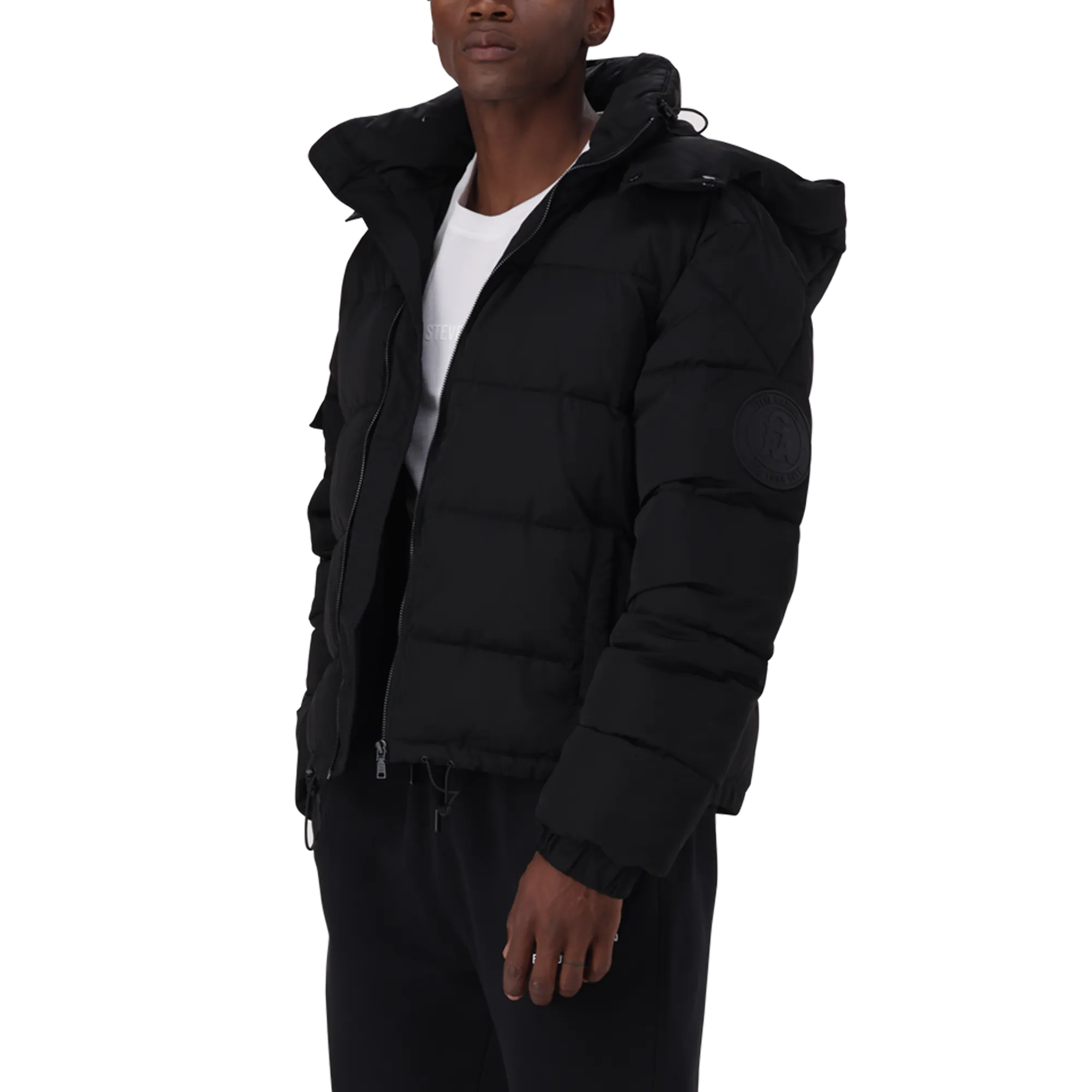 JOEL BLACK PUFFER JACKET WITH DETACHABLE HOOD