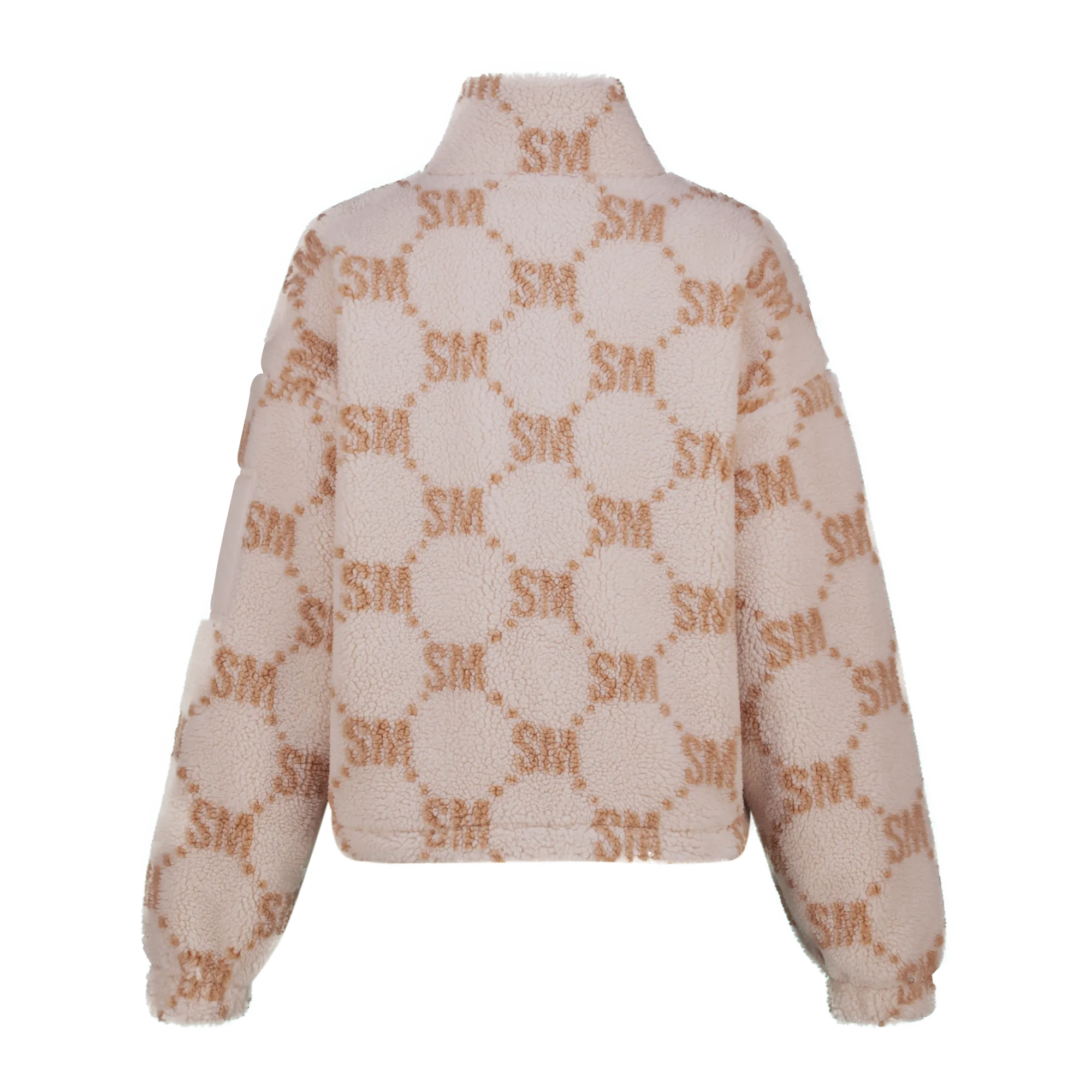 JOVIE NEUTRAL TEDDY FLEECE CROPPED BOMBER