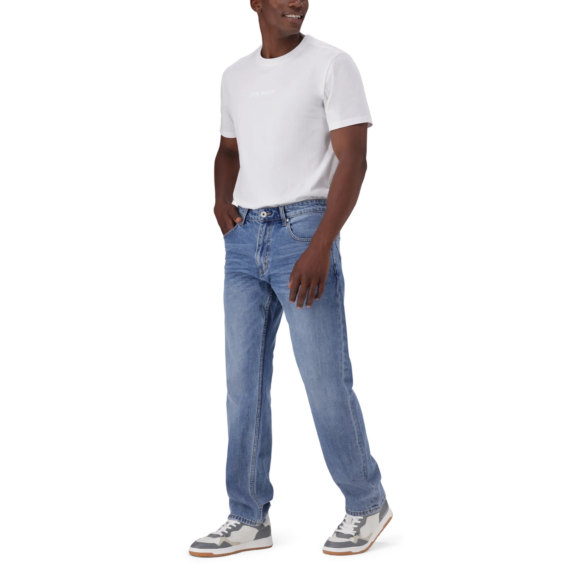 KAIRO SLIM STRAIGHT MID WASH JEANS