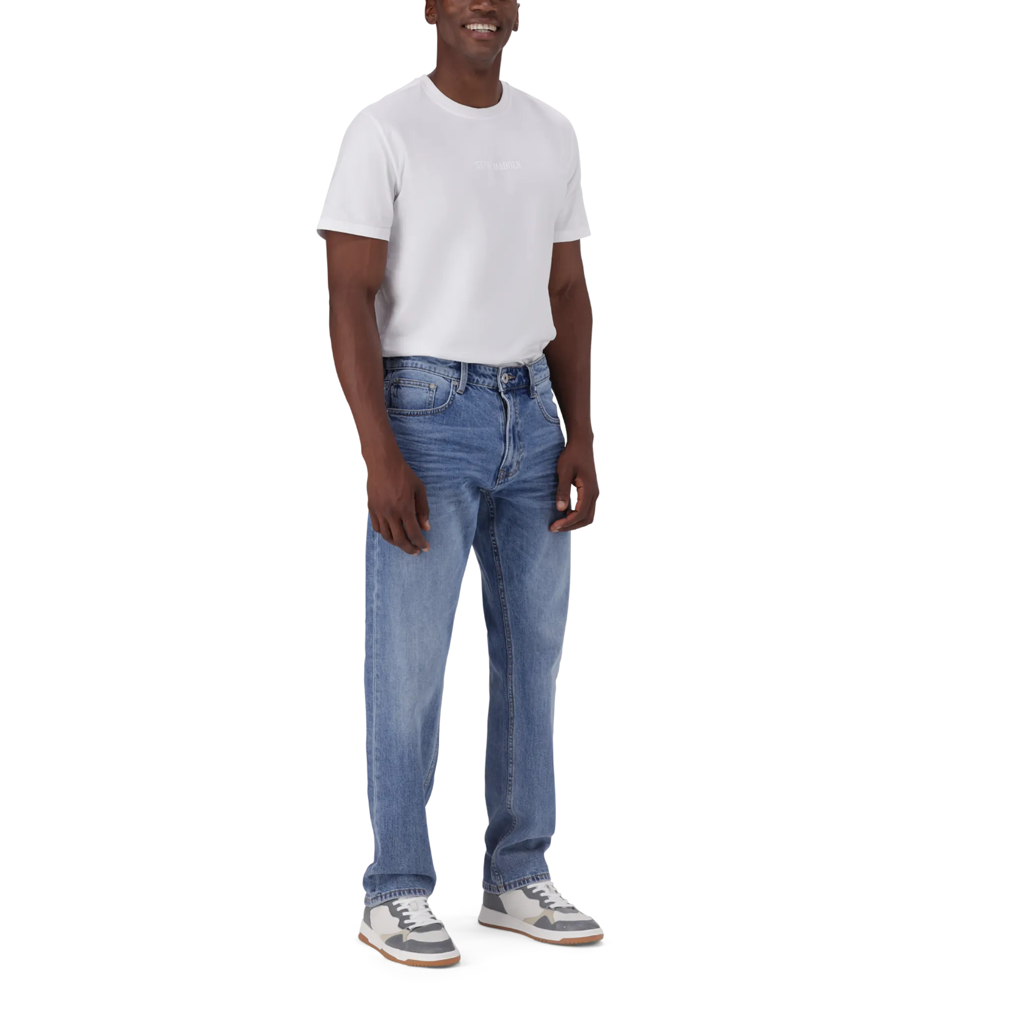 KAIRO SLIM STRAIGHT MID WASH JEANS