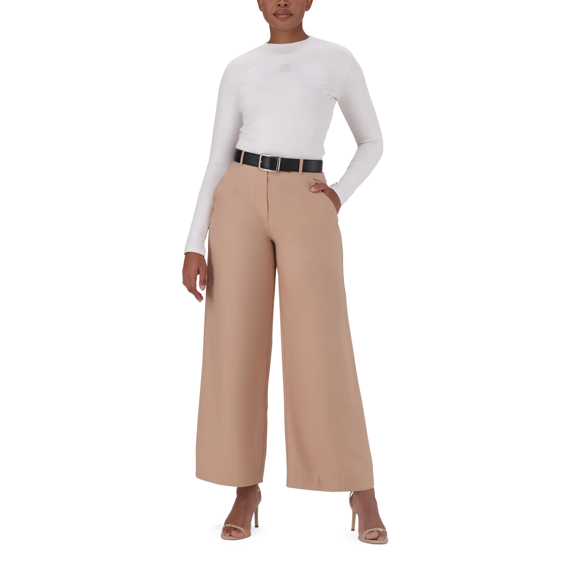 KENNEDY BISCUIT BELTED WIDE LEG TROUSER