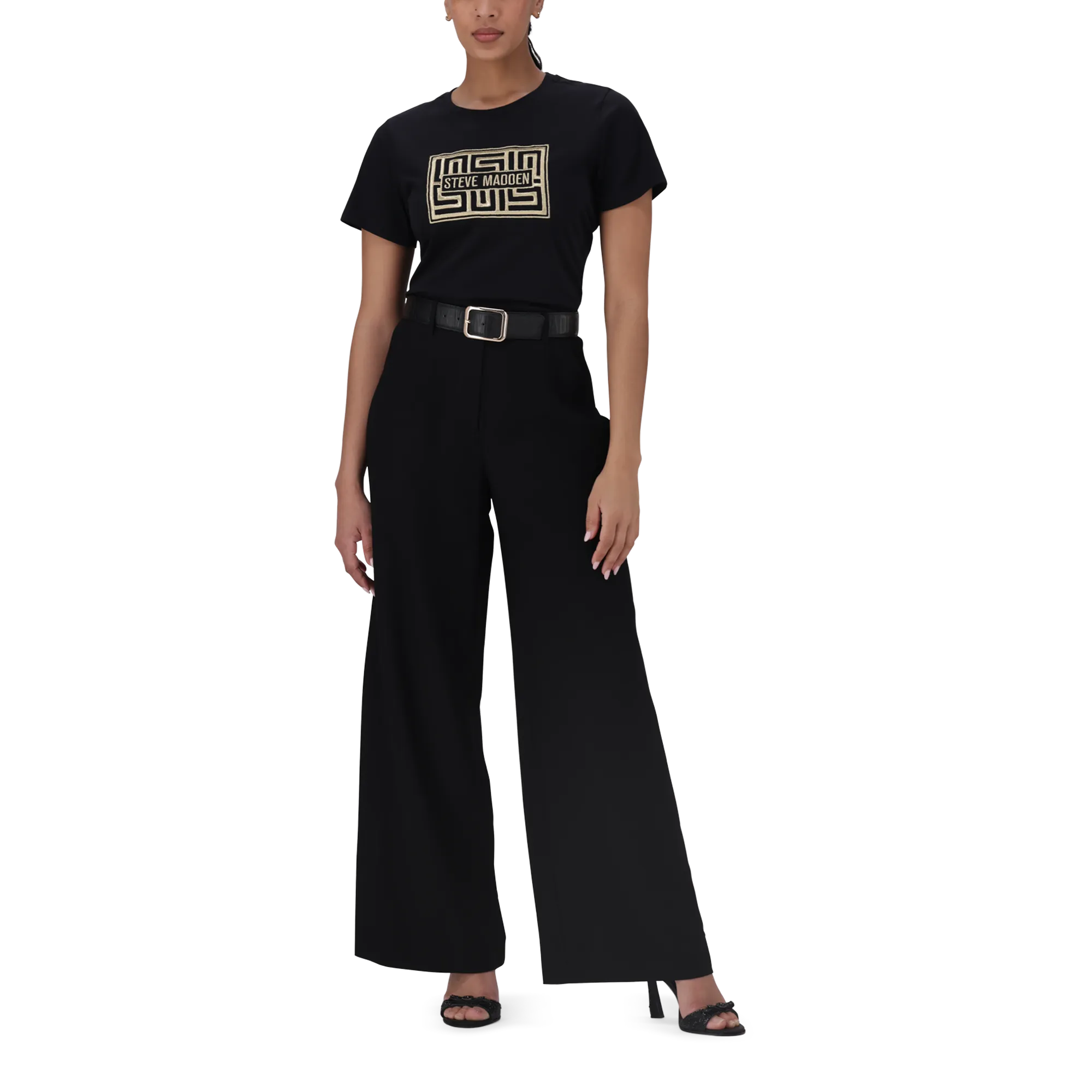 KENNEDY BLACK BELTED WIDE LEG TROUSER